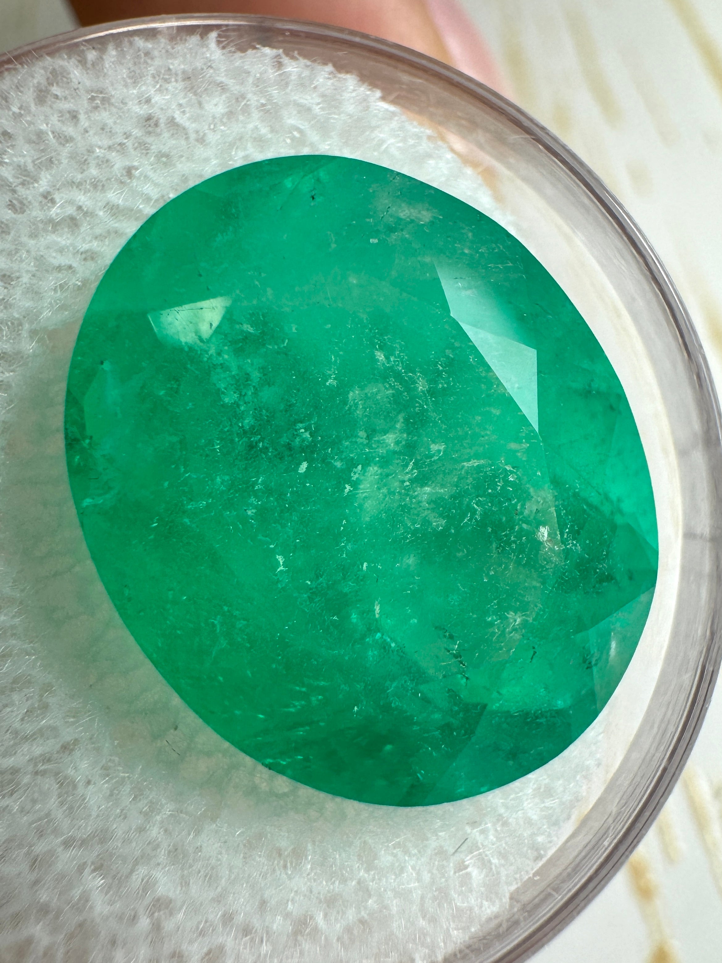 13.19 Carat 17x14 Medium Green Natural Loose Colombian Emerald-Oval Cut - JR Colombian Emeralds