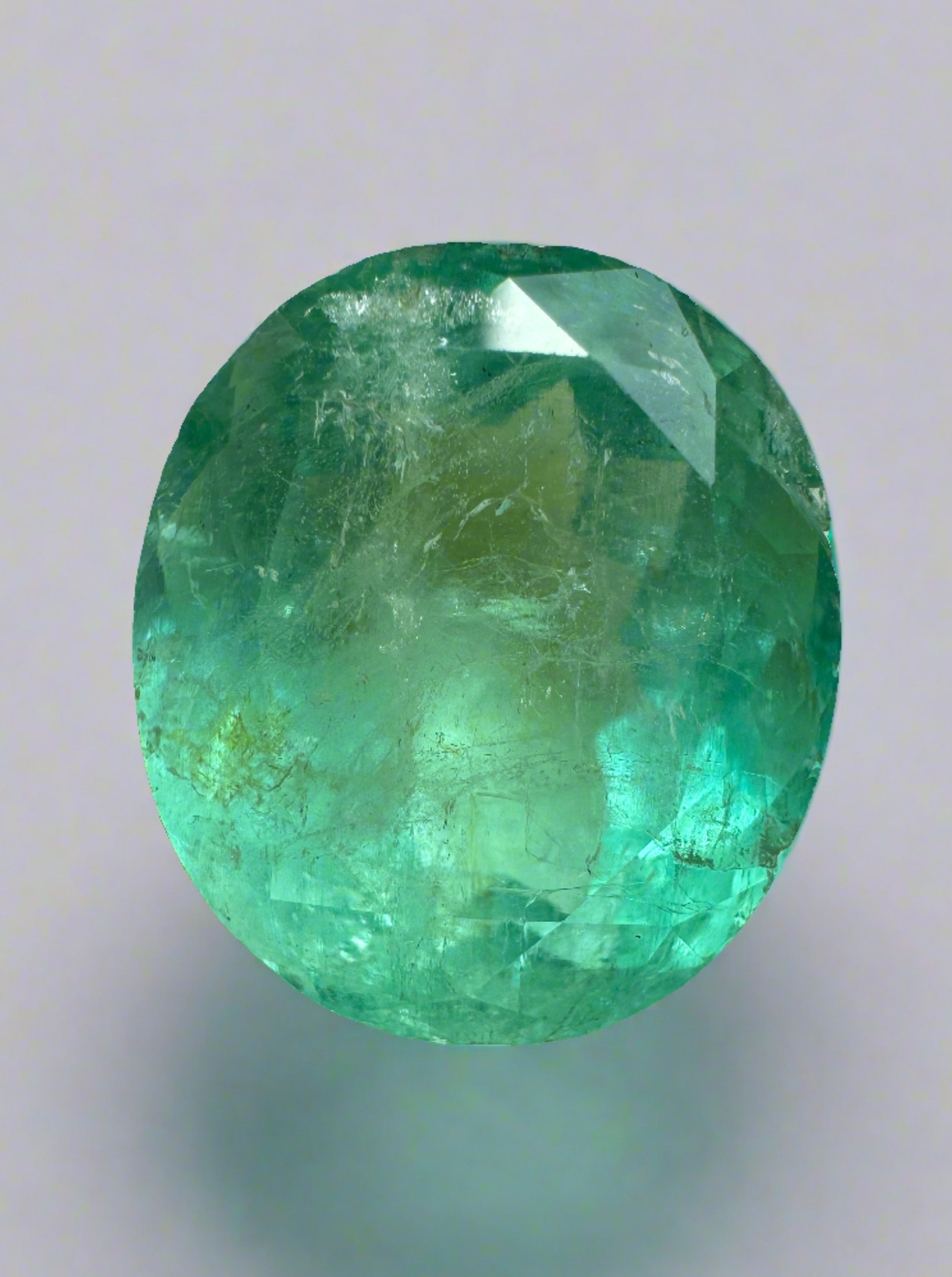 21.95 Carat 18x16 Minty Green Natural Loose Colombian Emerald-Oval Cut - JR Colombian Emeralds