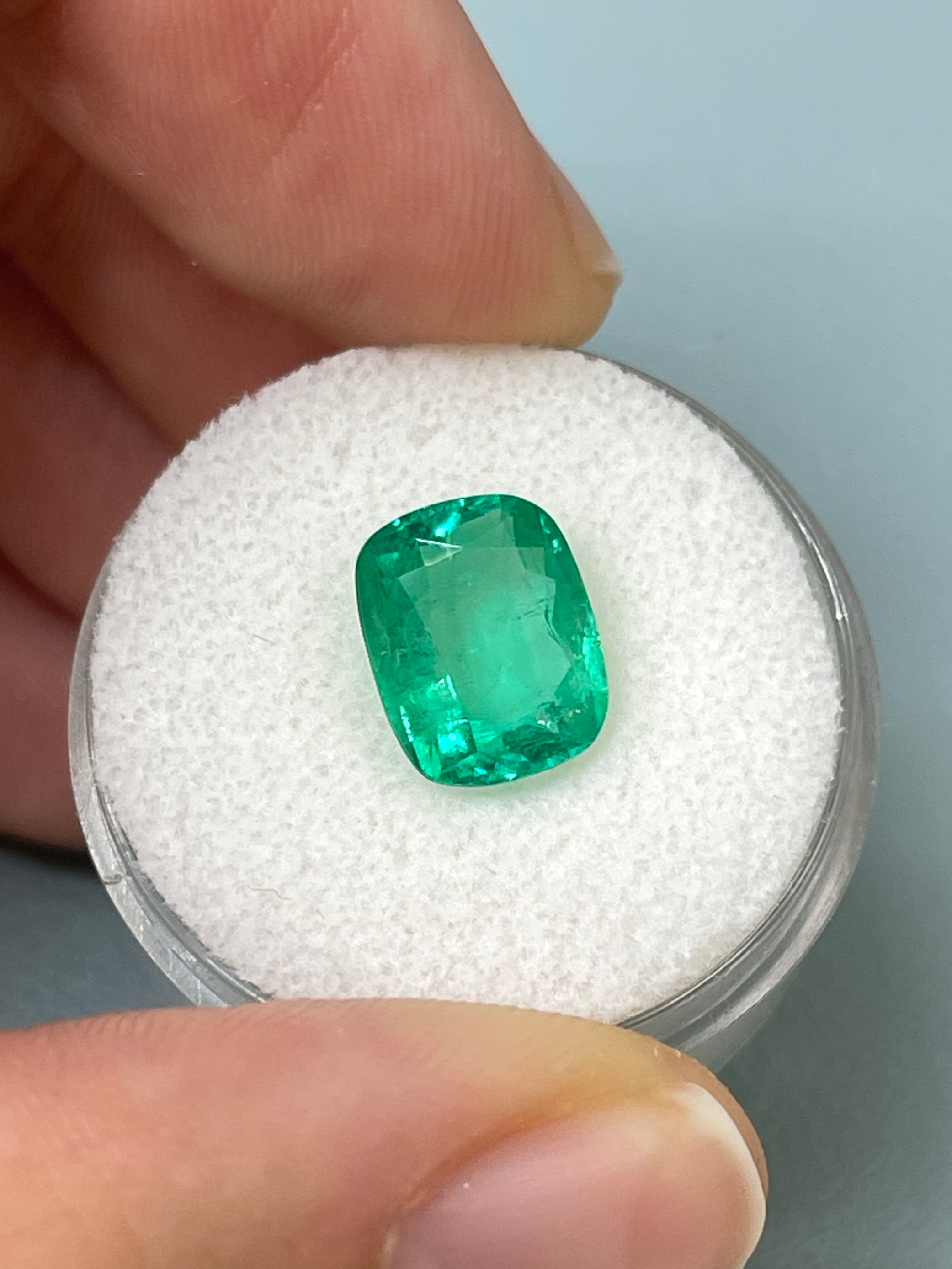 2.91 Carat 10.4x8.3 MediumGreen Natural Loose Colombian Emerald-Elongated Cushion Cut - JR Colombian Emeralds