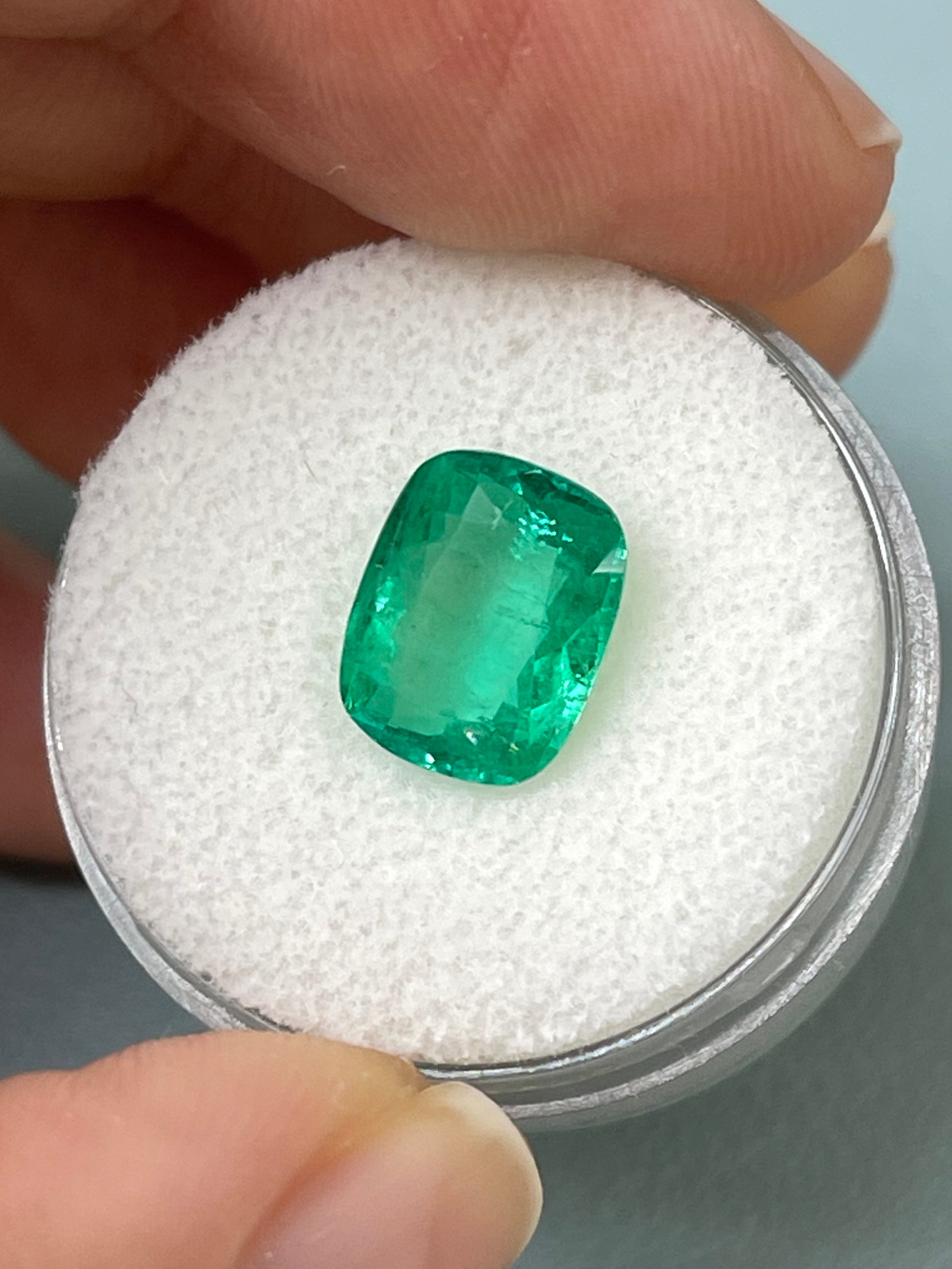 2.91 Carat 10.4x8.3 MediumGreen Natural Loose Colombian Emerald-Elongated Cushion Cut - JR Colombian Emeralds