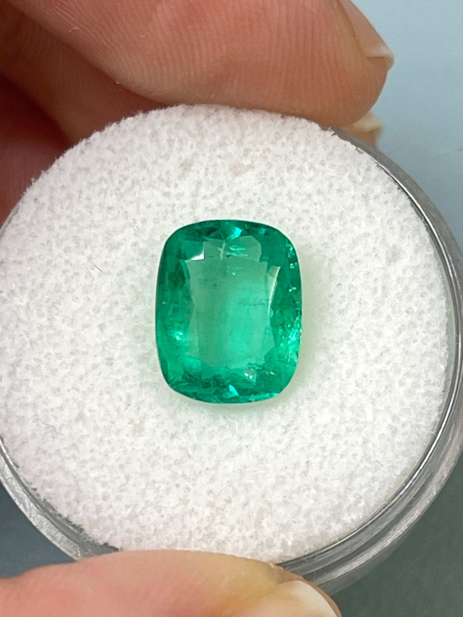 2.91 Carat 10.4x8.3 MediumGreen Natural Loose Colombian Emerald-Elongated Cushion Cut - JR Colombian Emeralds