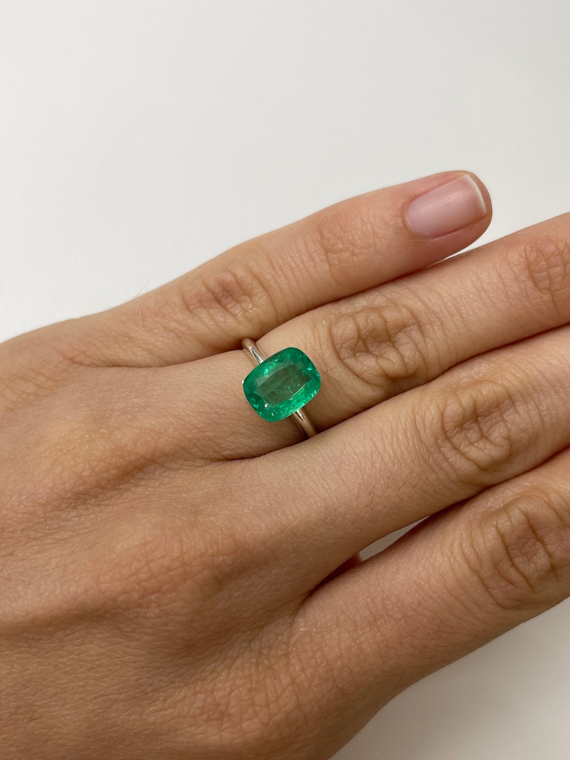 2.91 Carat 10.4x8.3 MediumGreen Natural Loose Colombian Emerald-Elongated Cushion Cut - JR Colombian Emeralds