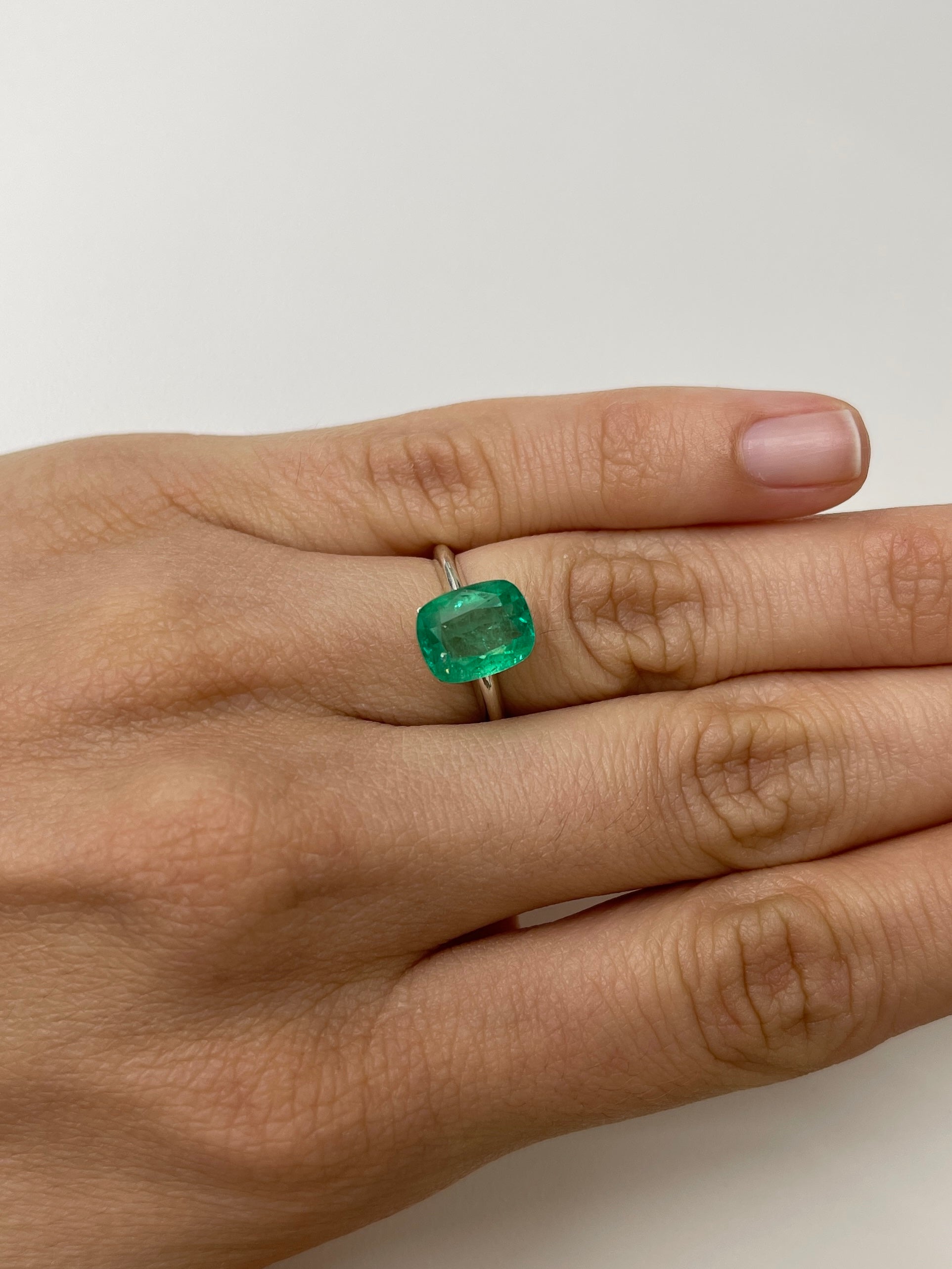 2.91 Carat 10.4x8.3 MediumGreen Natural Loose Colombian Emerald-Elongated Cushion Cut - JR Colombian Emeralds