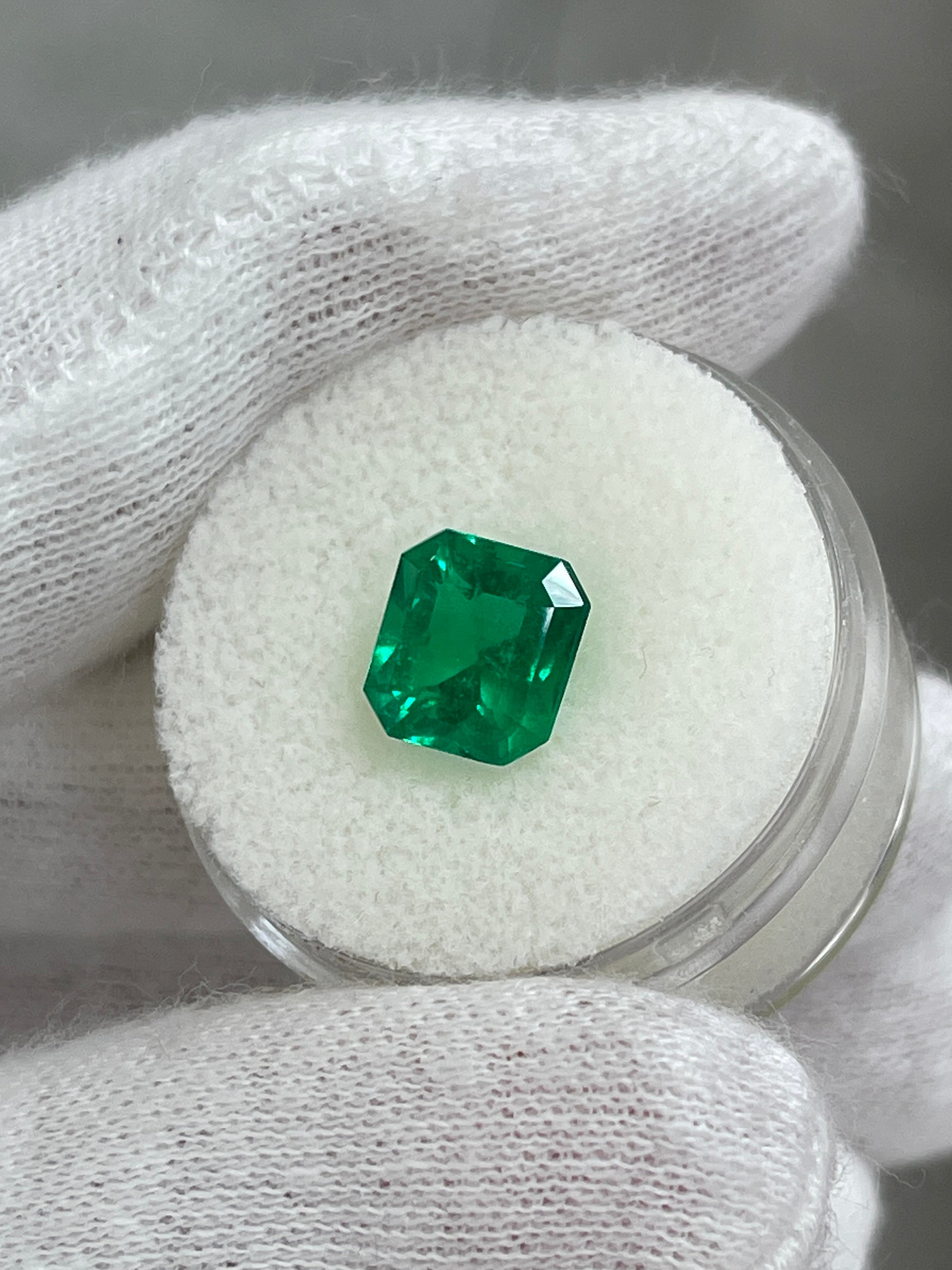 2.14 Carat 8.4x7.8 Vivid Muzo Green Natural Loose Colombian Emerald-Asscher Cut - JR Colombian Emeralds