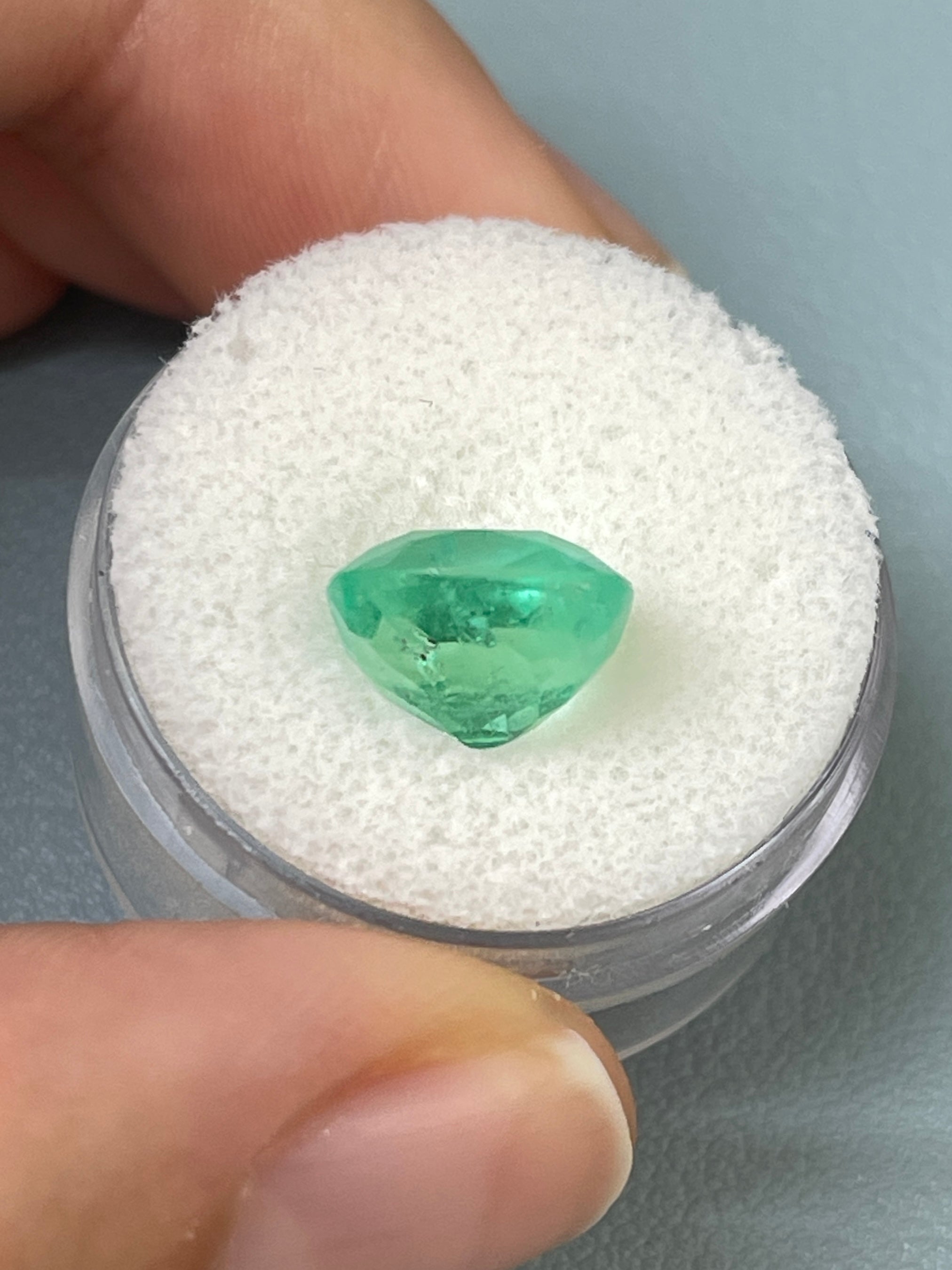 4.71 Carat 10.5x9.6 Gemmy Light Green Natural Loose Colombian Emerald-Cushion Cut - JR Colombian Emeralds