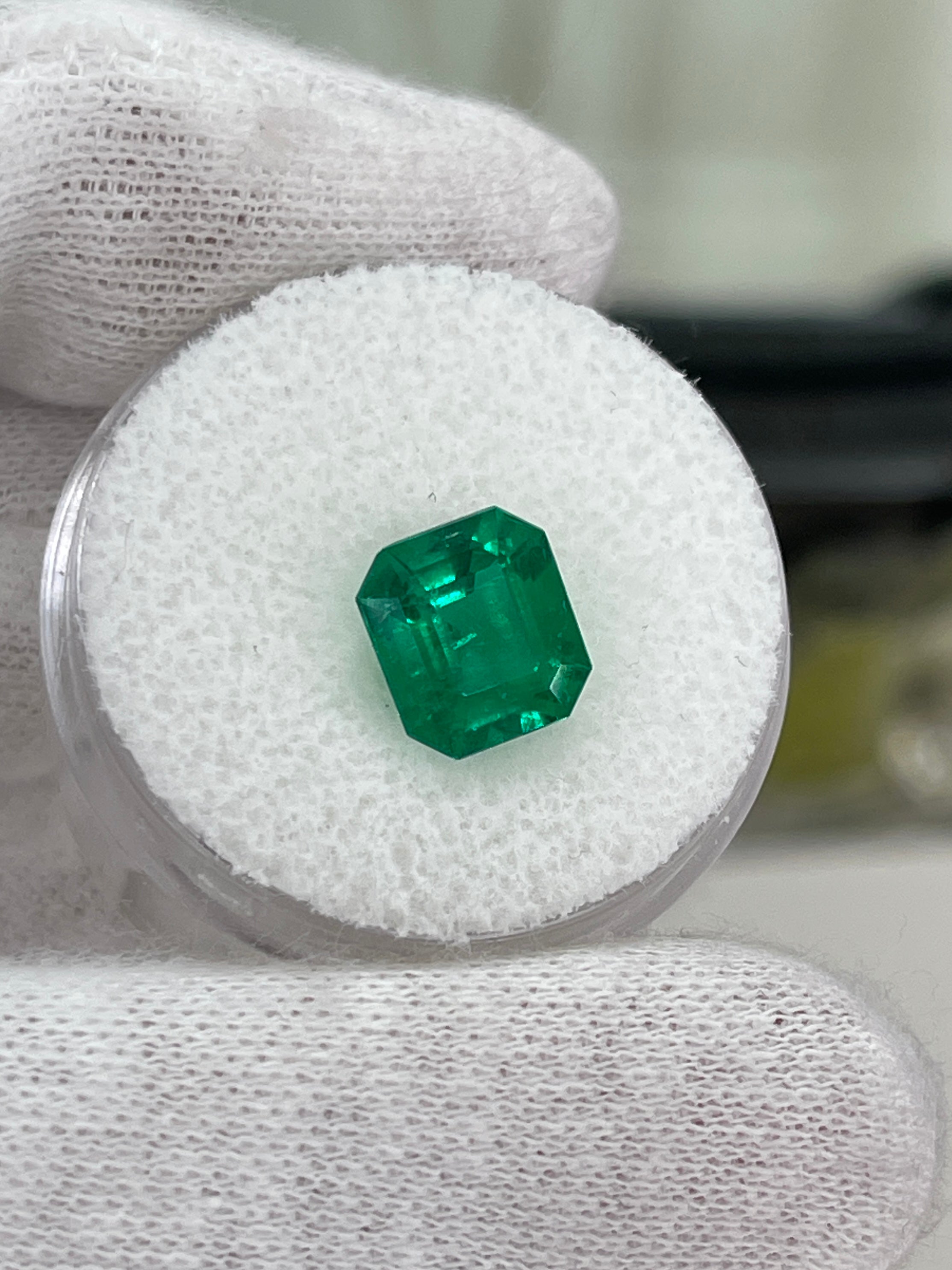2.23 Carat 9x8 Vivid Green Chunky Emerald Cut Loose Colombian Emerald - JR Colombian Emeralds