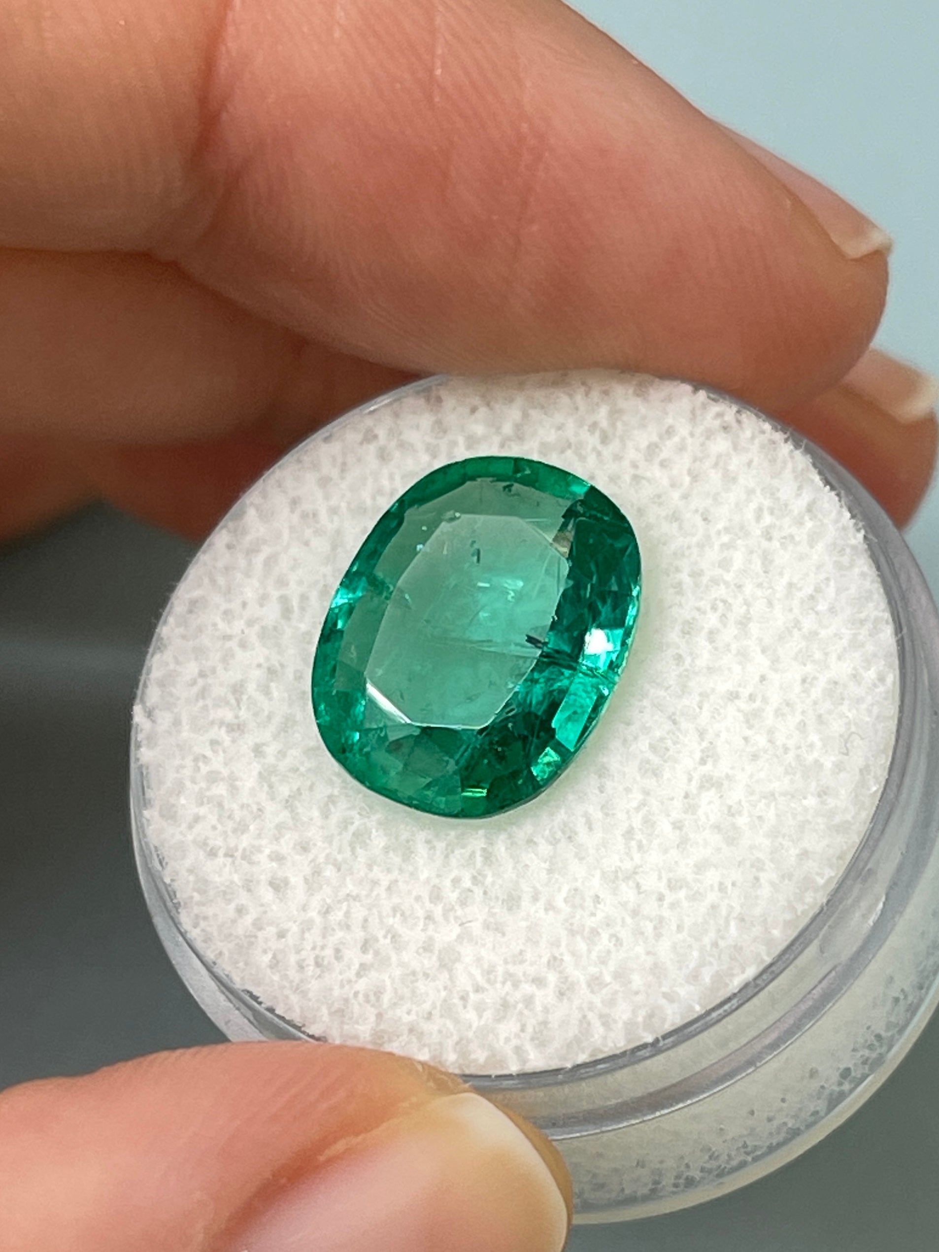 5.09 Carat 13x11 Bubbly Hybrid Cut Natural Loose Zambian Emerald- Cushion/Oval Cut - JR Colombian Emeralds