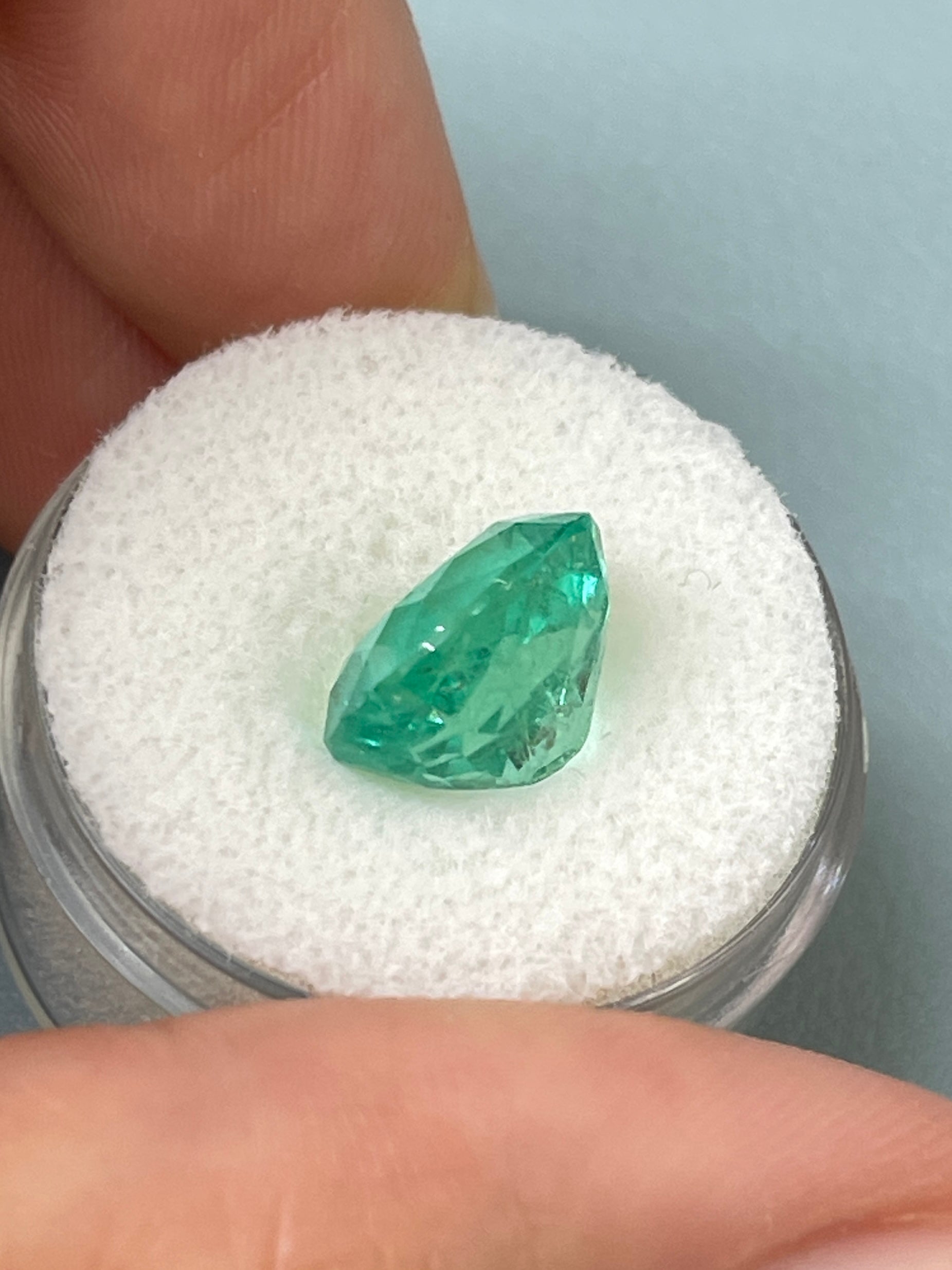 5.20 Carat 11x10.5 Bright Bluish Green Natural Loose Colombian Emerald-Cushion Cut - JR Colombian Emeralds