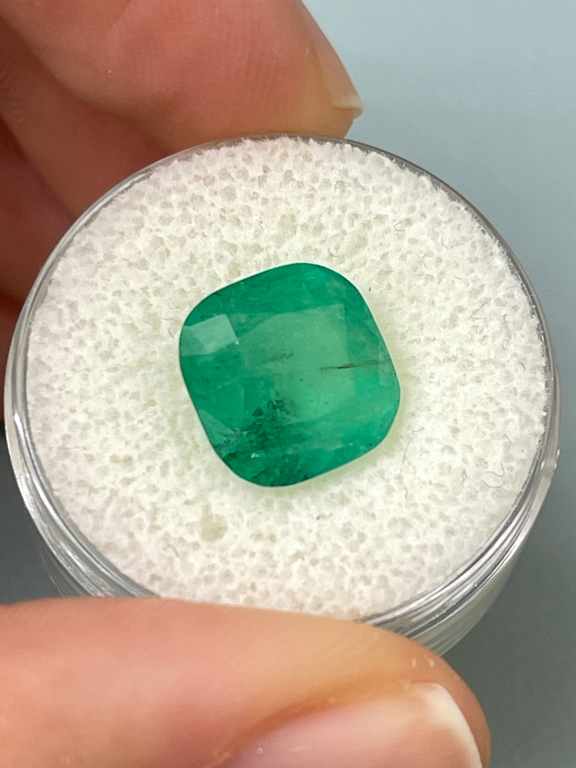 5.33 Carat 10.8x10.7 Earthy Natural Loose Colombian Emerald-Cushion Cut - JR Colombian Emeralds