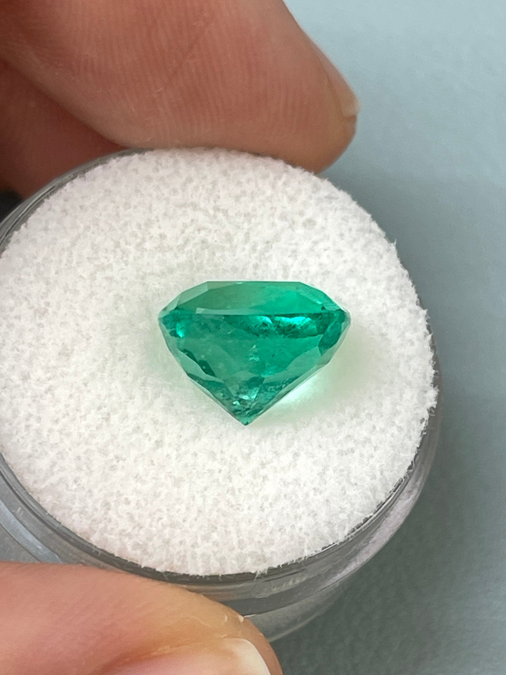 5.72 Carat 11.2x10 Vivid Bluish Green Natural Loose Colombian Emerald-Cushion Cut - JR Colombian Emeralds