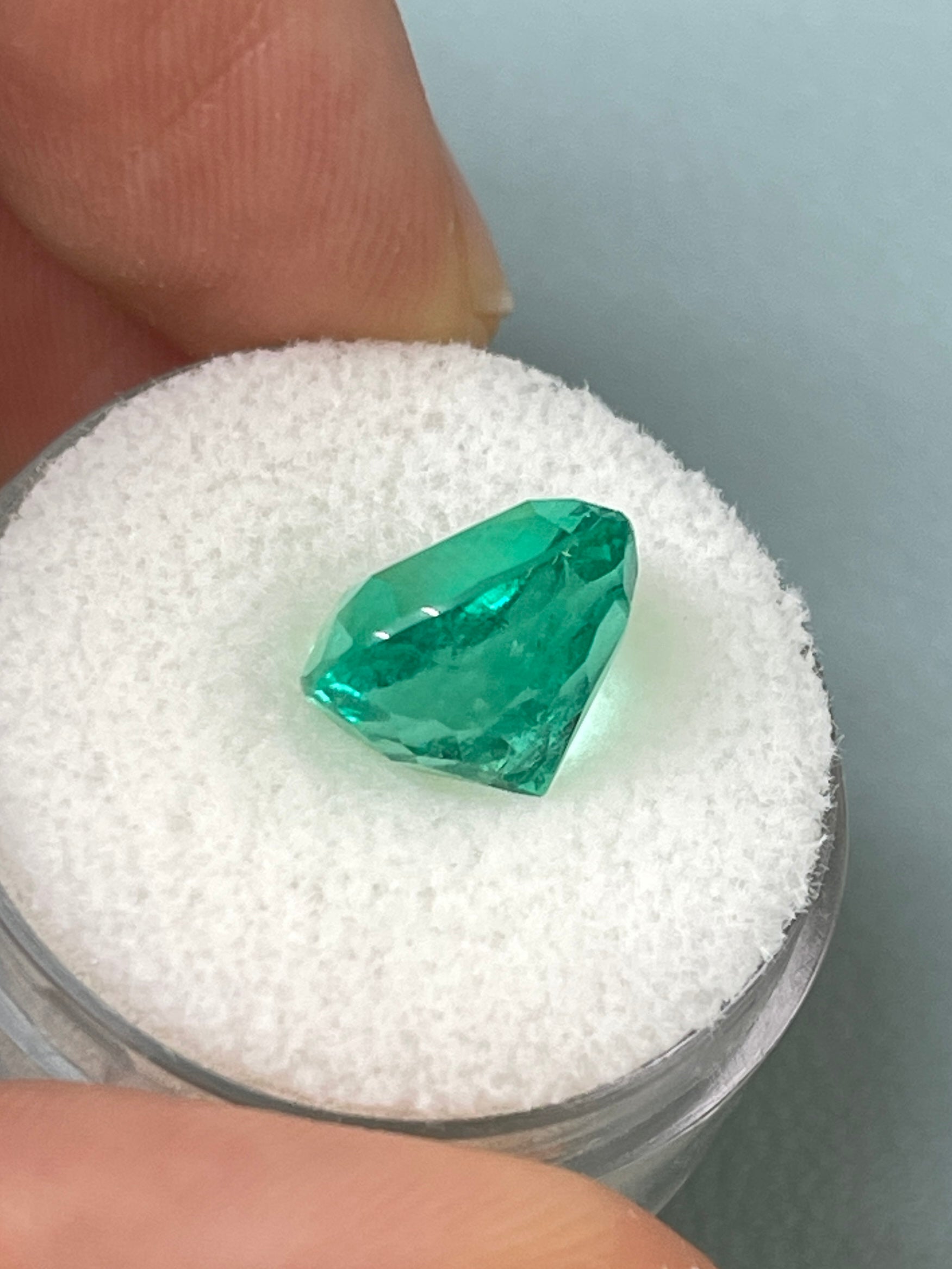 5.72 Carat 11.2x10 Vivid Bluish Green Natural Loose Colombian Emerald-Cushion Cut - JR Colombian Emeralds