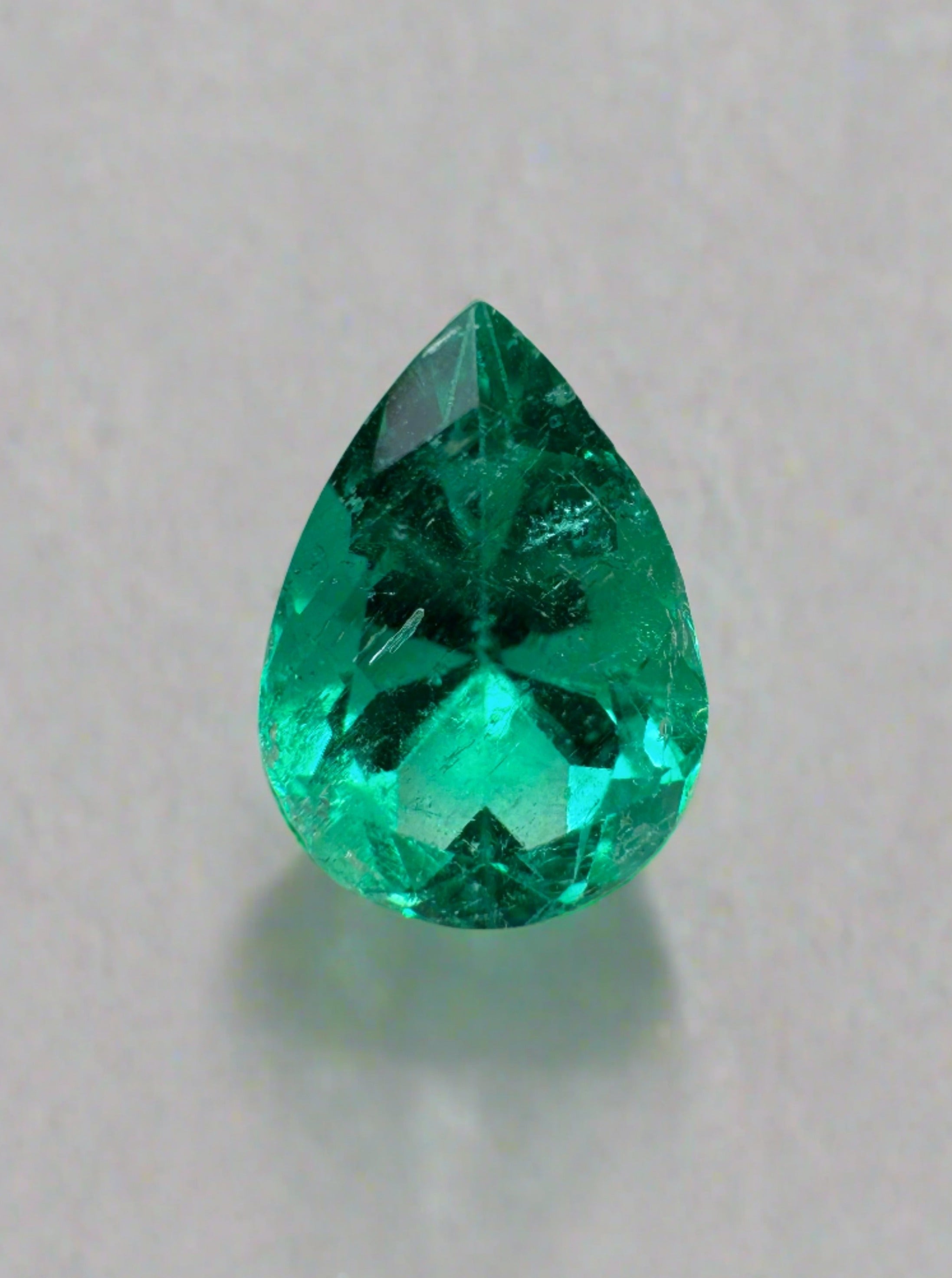 0.90 carat 8x6 AAA Natural Loose Colombian Emerald-Pear Cut - JR Colombian Emeralds