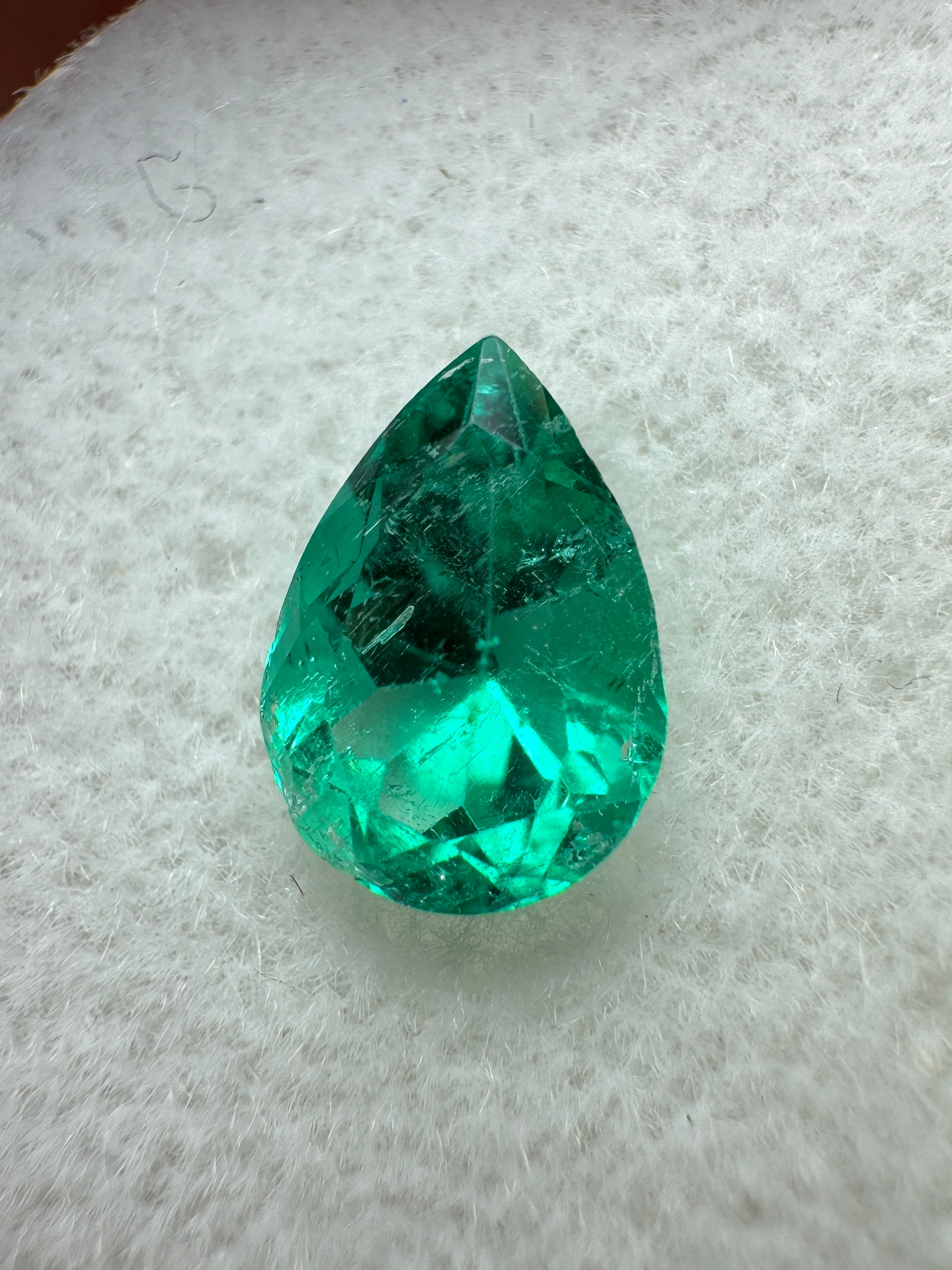 0.90 carat 8x6 AAA Natural Loose Colombian Emerald-Pear Cut - JR Colombian Emeralds