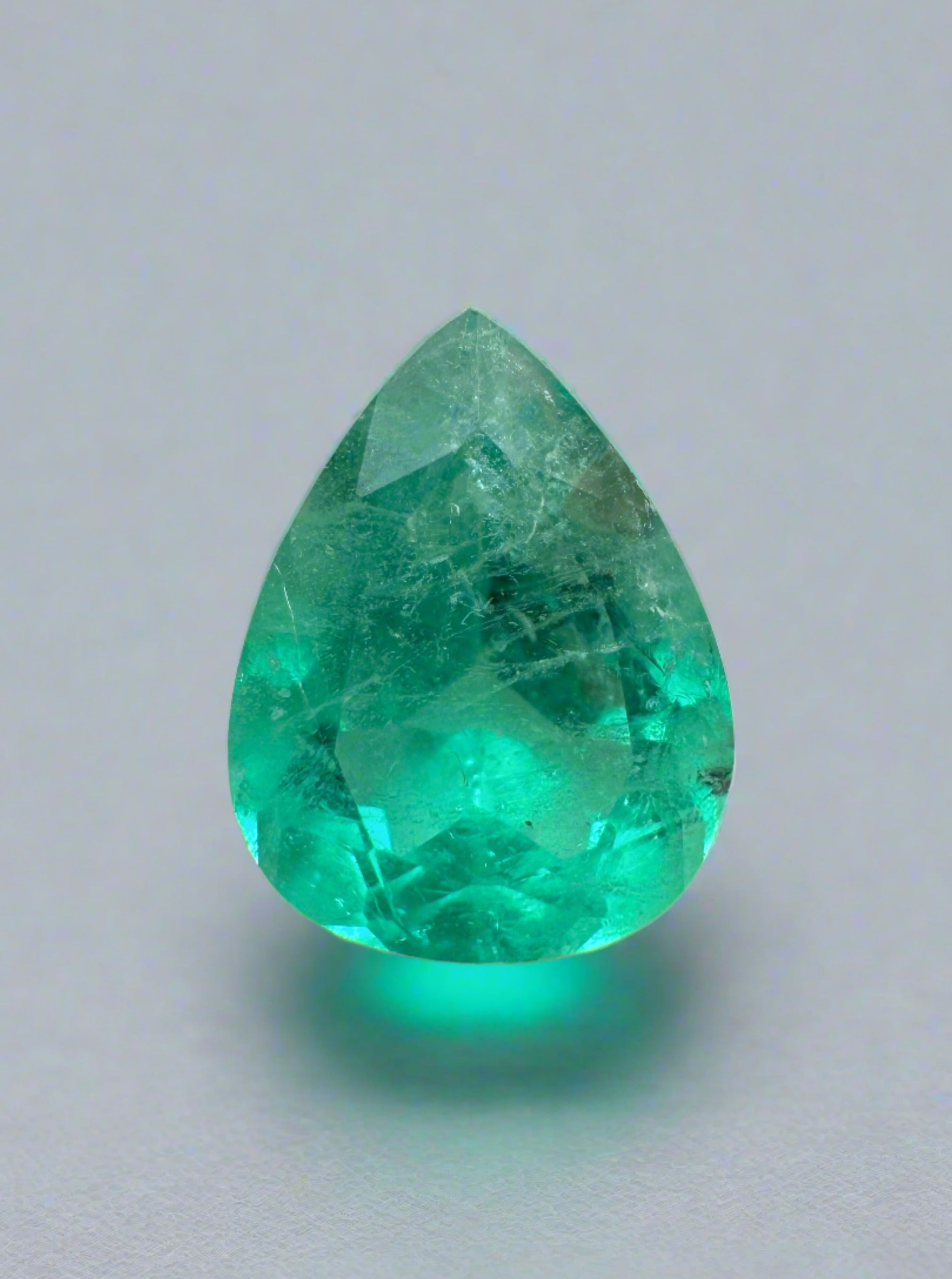 1.11 carat Bluish Green Natural Loose Colombian Emerald-Pear Cut - JR Colombian Emeralds