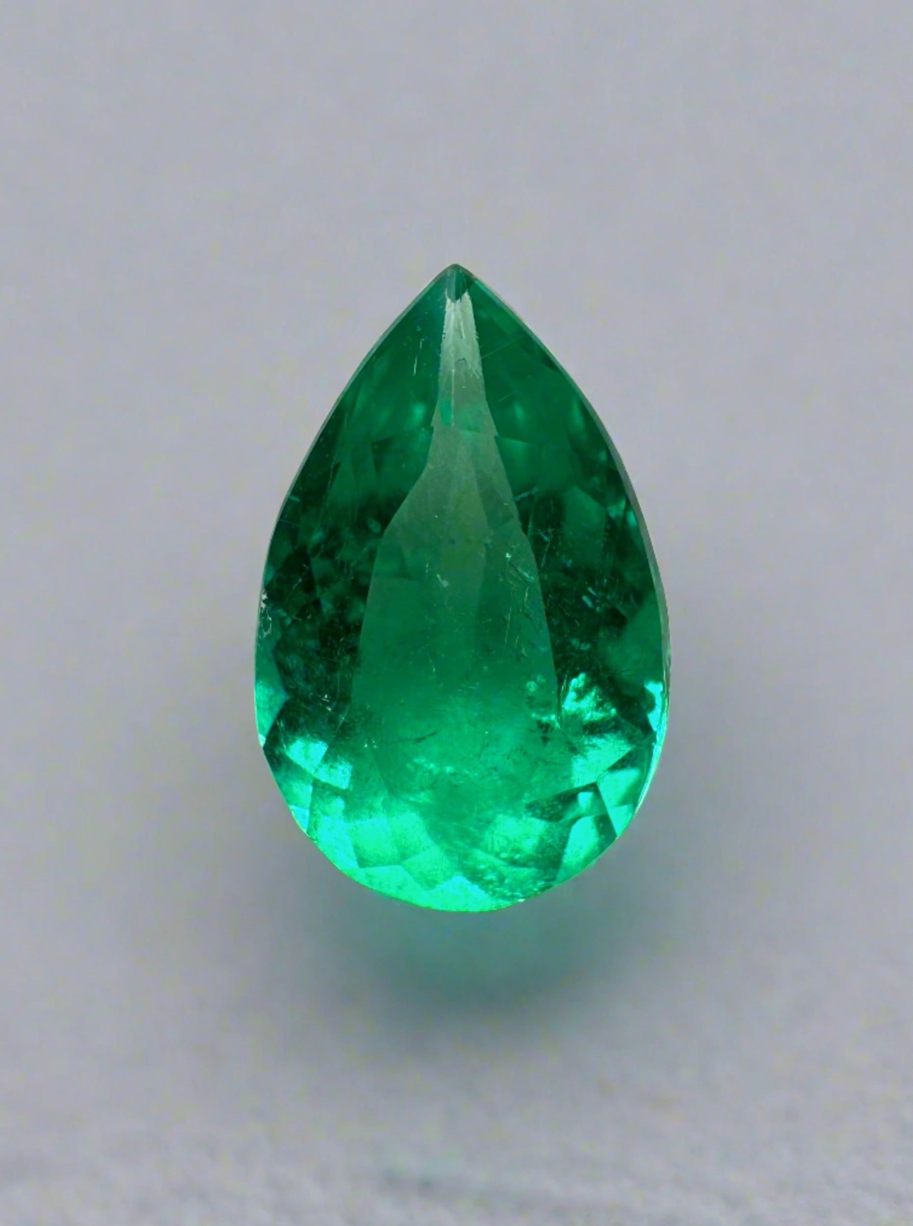 1.11 carat Fine Bluish Green Natural Loose Colombian Emerald-Pear Cut - JR Colombian Emeralds