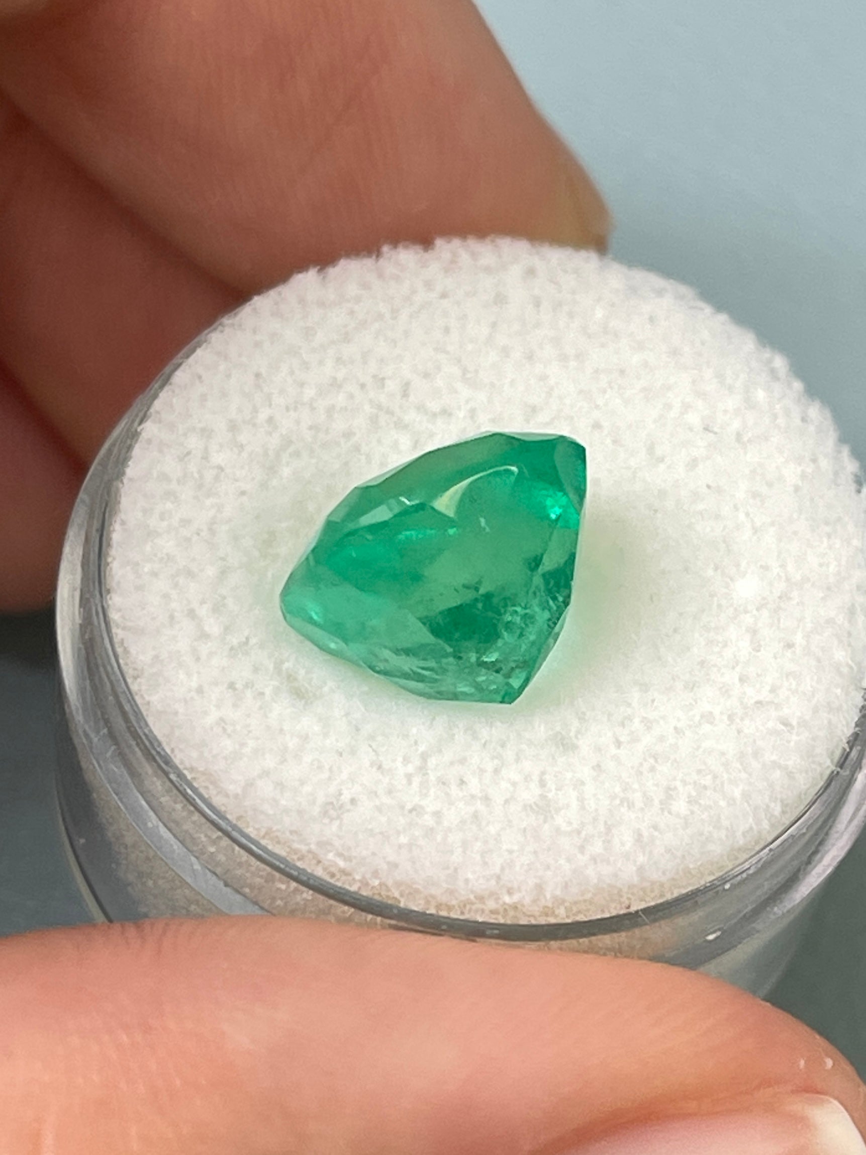 6.25 Carat 11x11 Bluish Green Natural Loose Colombian Emerald-Cushion Cut - JR Colombian Emeralds