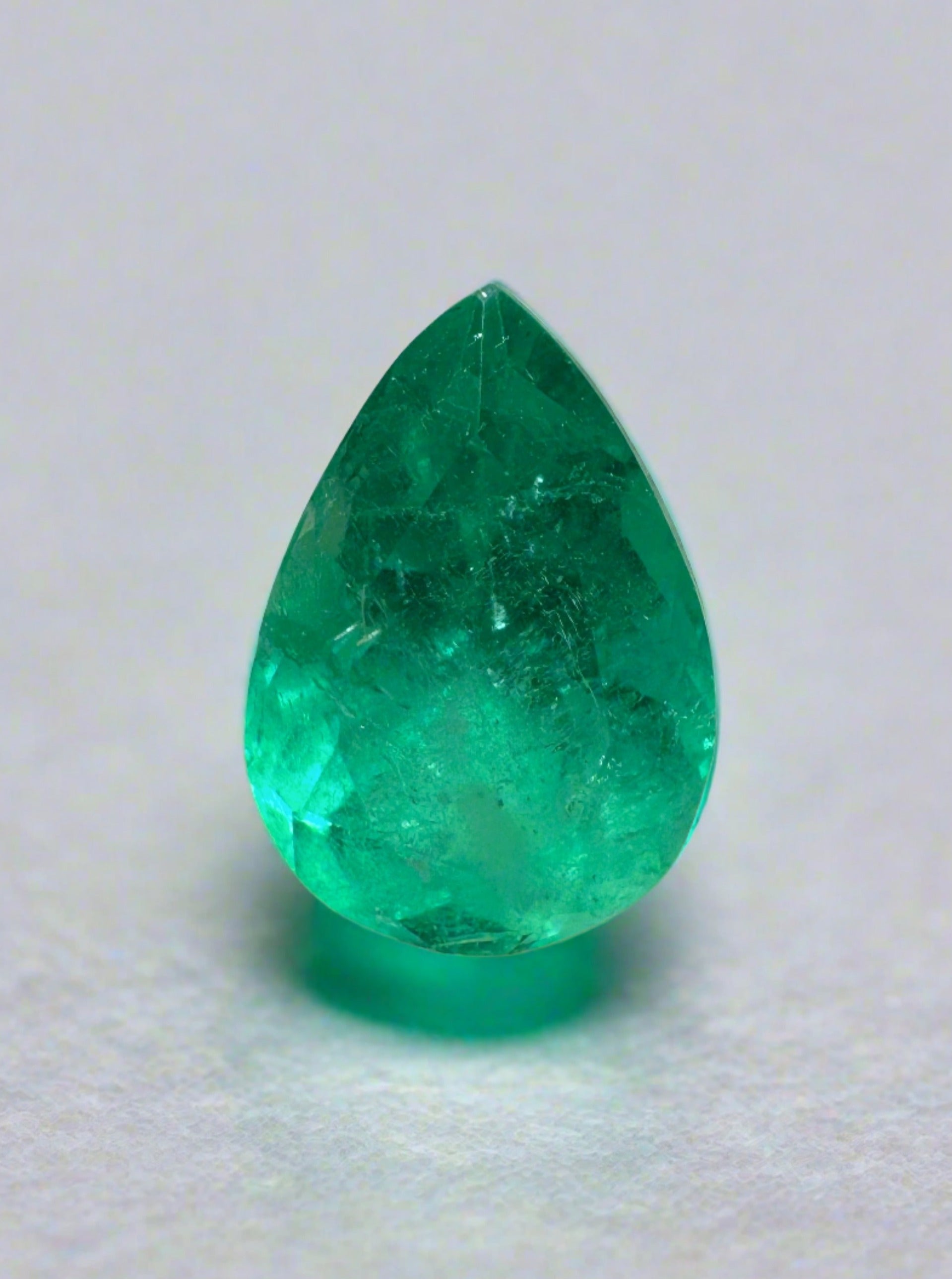 1.16 carat Spring Green Natural Loose Colombian Emerald-Pear Cut - JR Colombian Emeralds