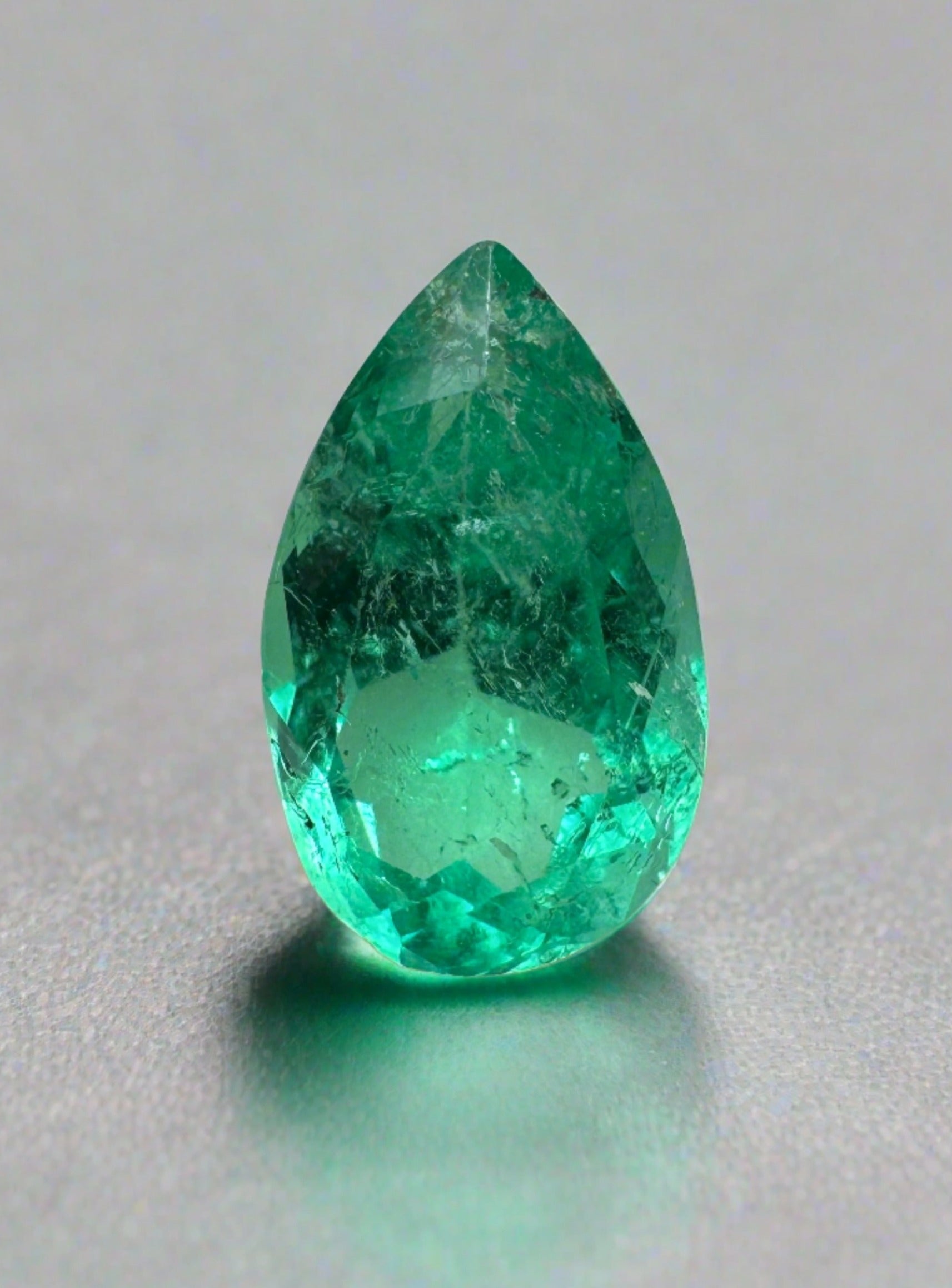 1.19 carat Elongated Green Natural Loose Colombian Emerald-Pear Cut - JR Colombian Emeralds