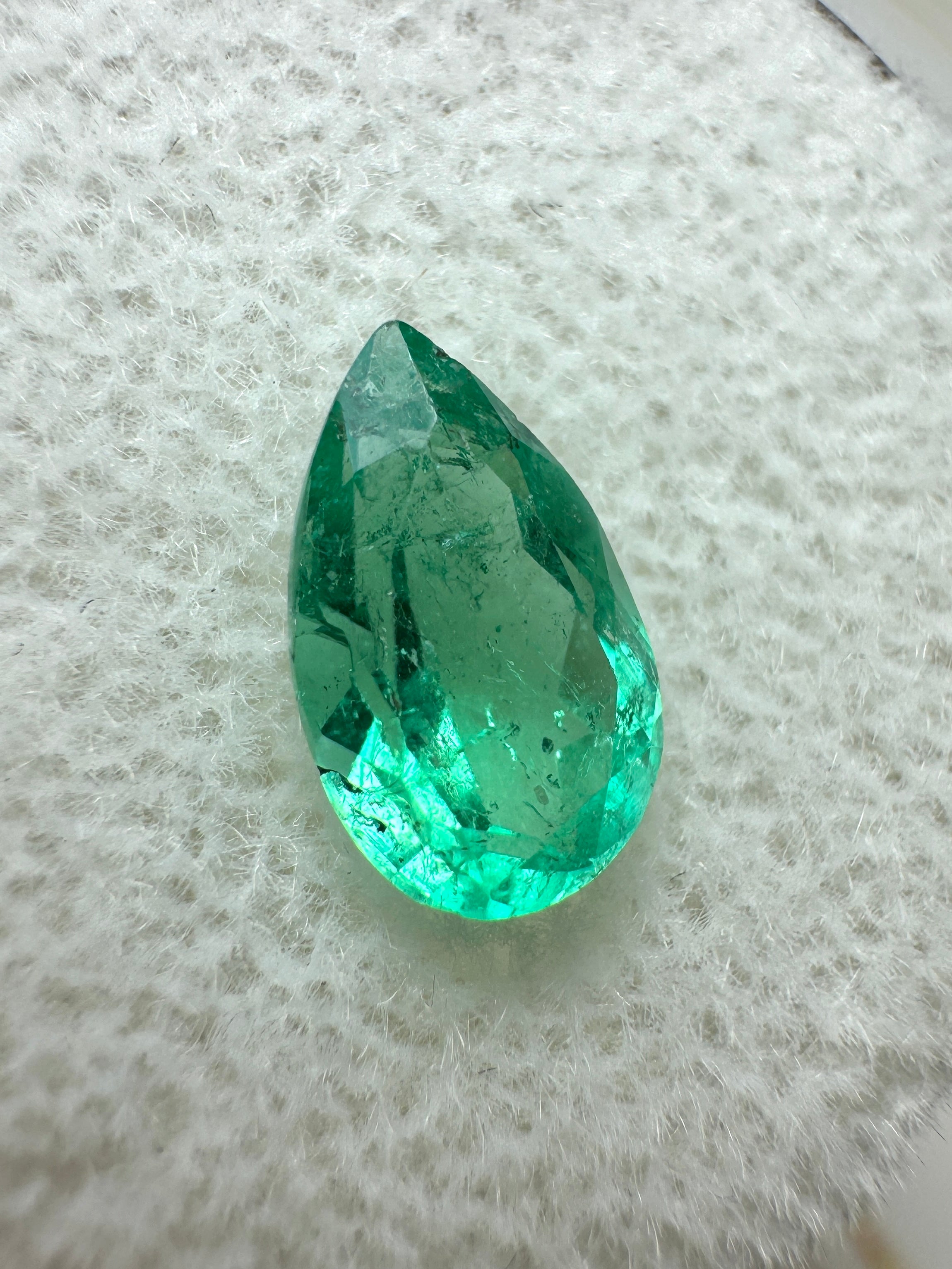 1.19 carat Elongated Green Natural Loose Colombian Emerald-Pear Cut - JR Colombian Emeralds