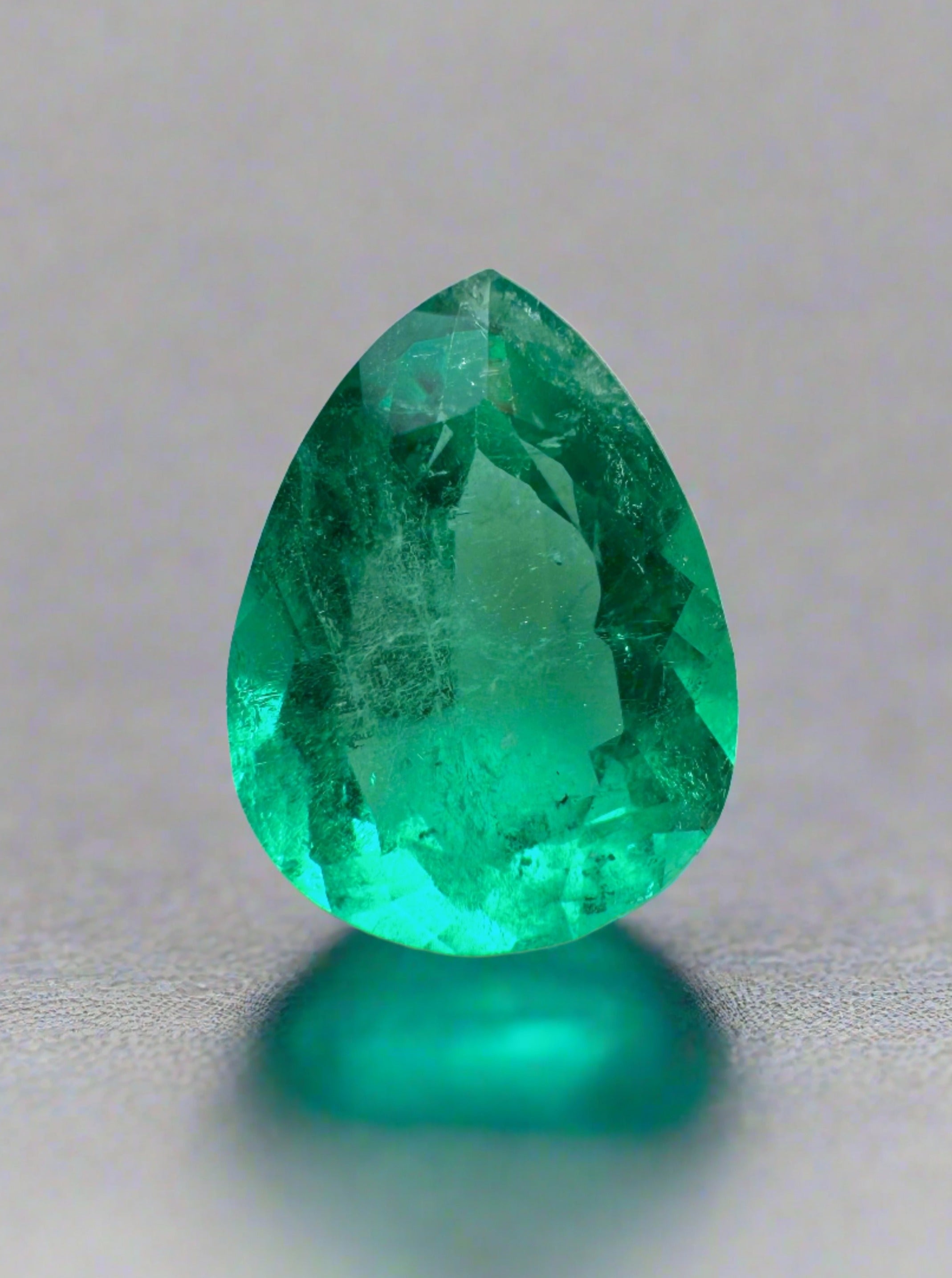 1.30 carat 9x7 Bluish Green Natural Loose Colombian Emerald-Pear Cut - JR Colombian Emeralds