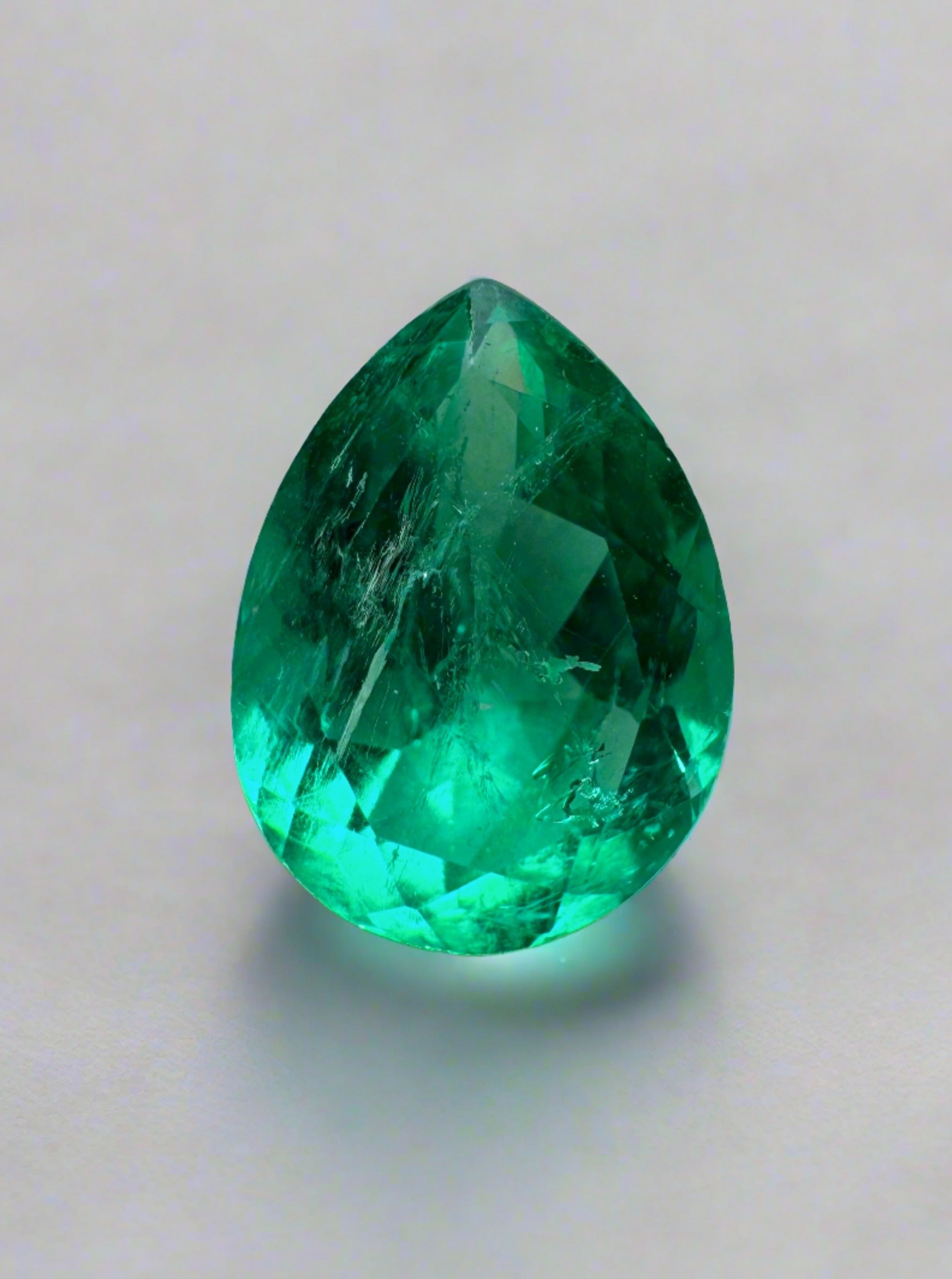 1.30 carat Vivid Blue Green Natural Loose Colombian Emerald-Pear Cut - JR Colombian Emeralds