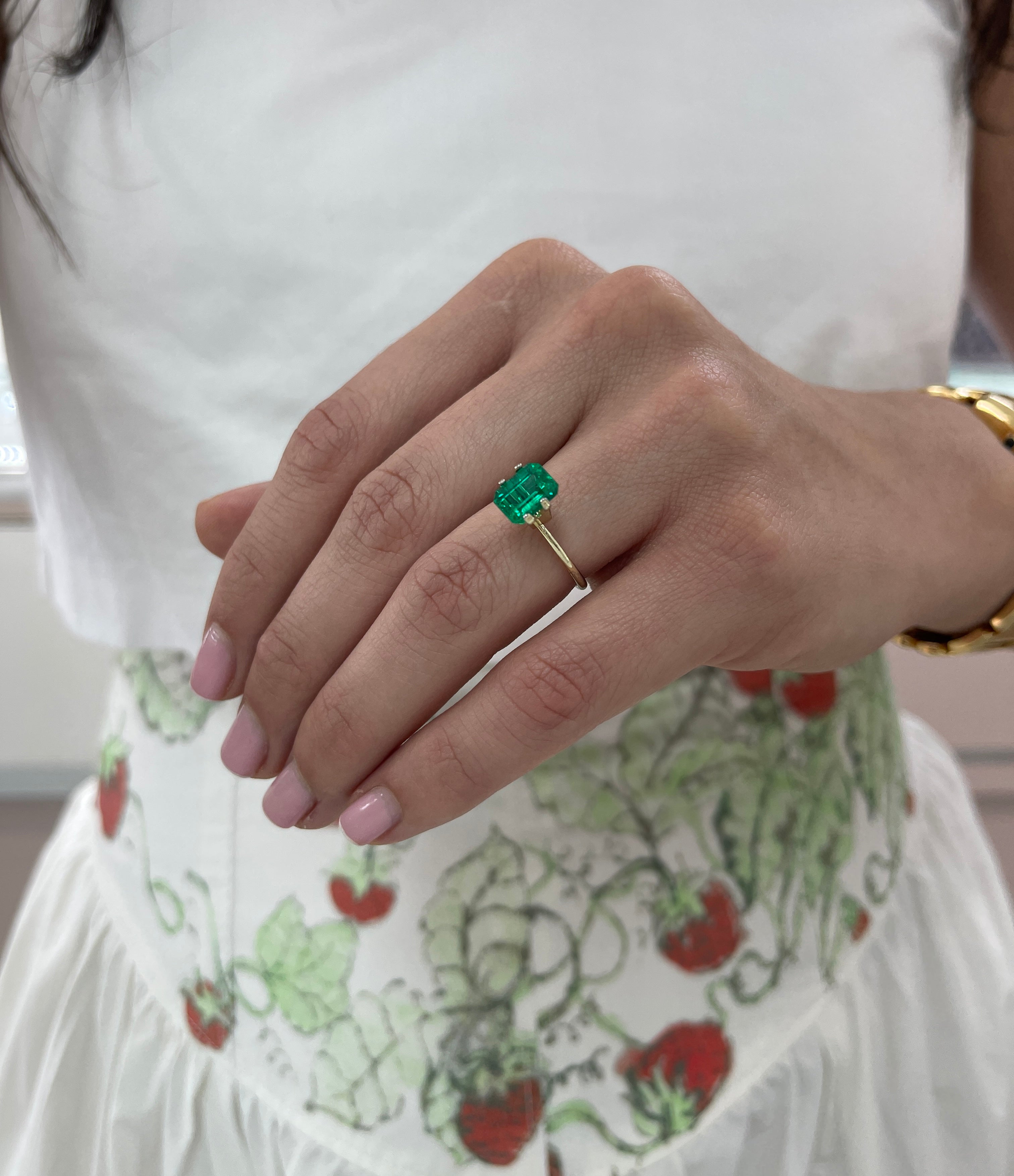 1.85 Carat AAA 8.5x6.5 Minor Oil Vivid Green Natural Loose Colombian Emerald- Emerald Cut - JR Colombian Emeralds