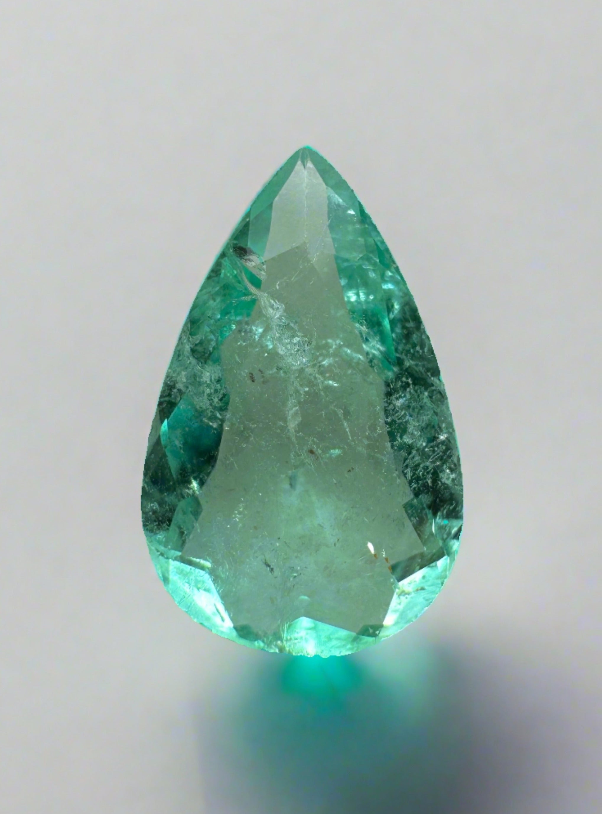 1.34 carat Spready Green Natural Loose Colombian Emerald-Pear Cut - JR Colombian Emeralds