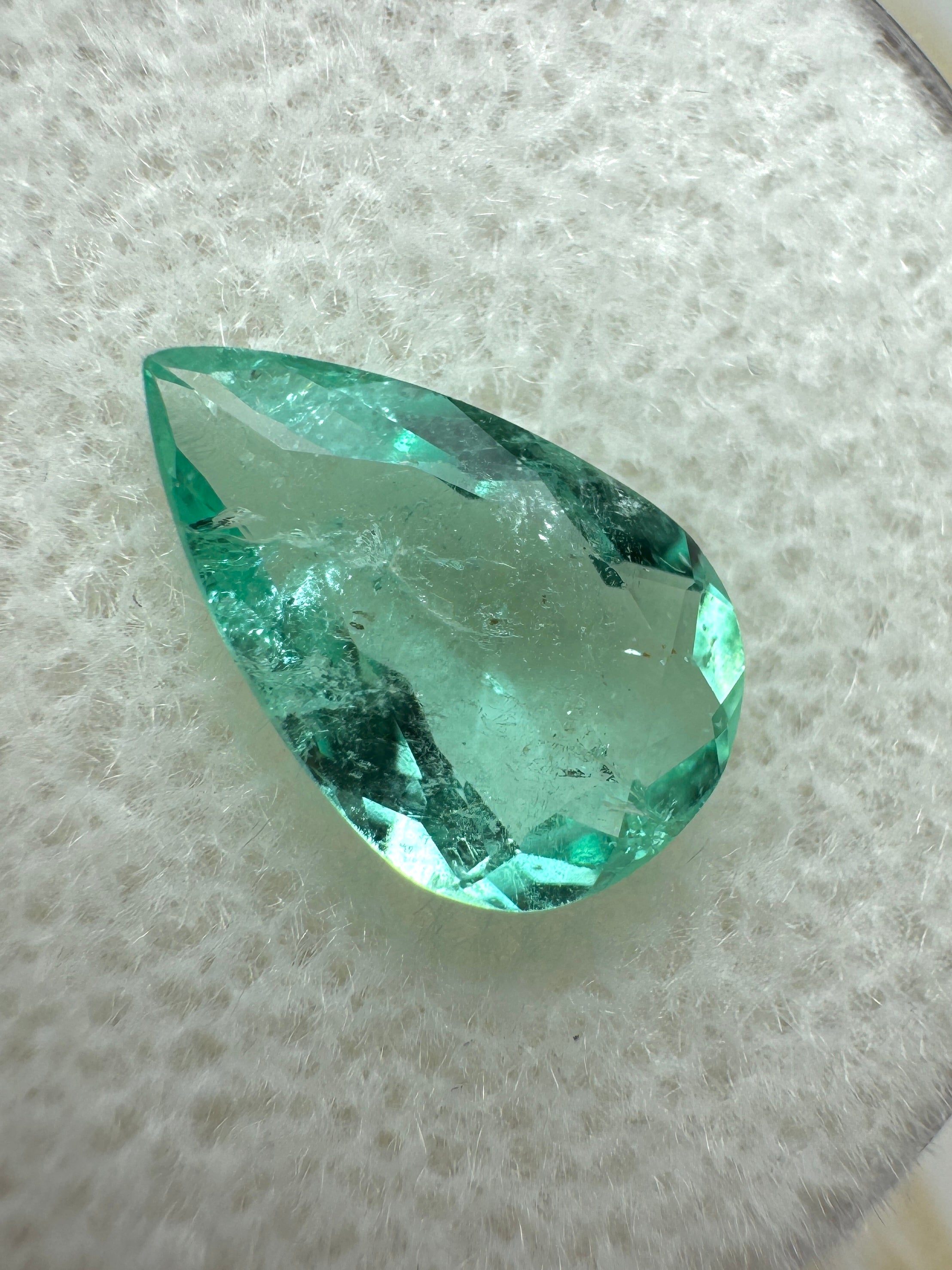 1.34 carat Spready Green Natural Loose Colombian Emerald-Pear Cut - JR Colombian Emeralds