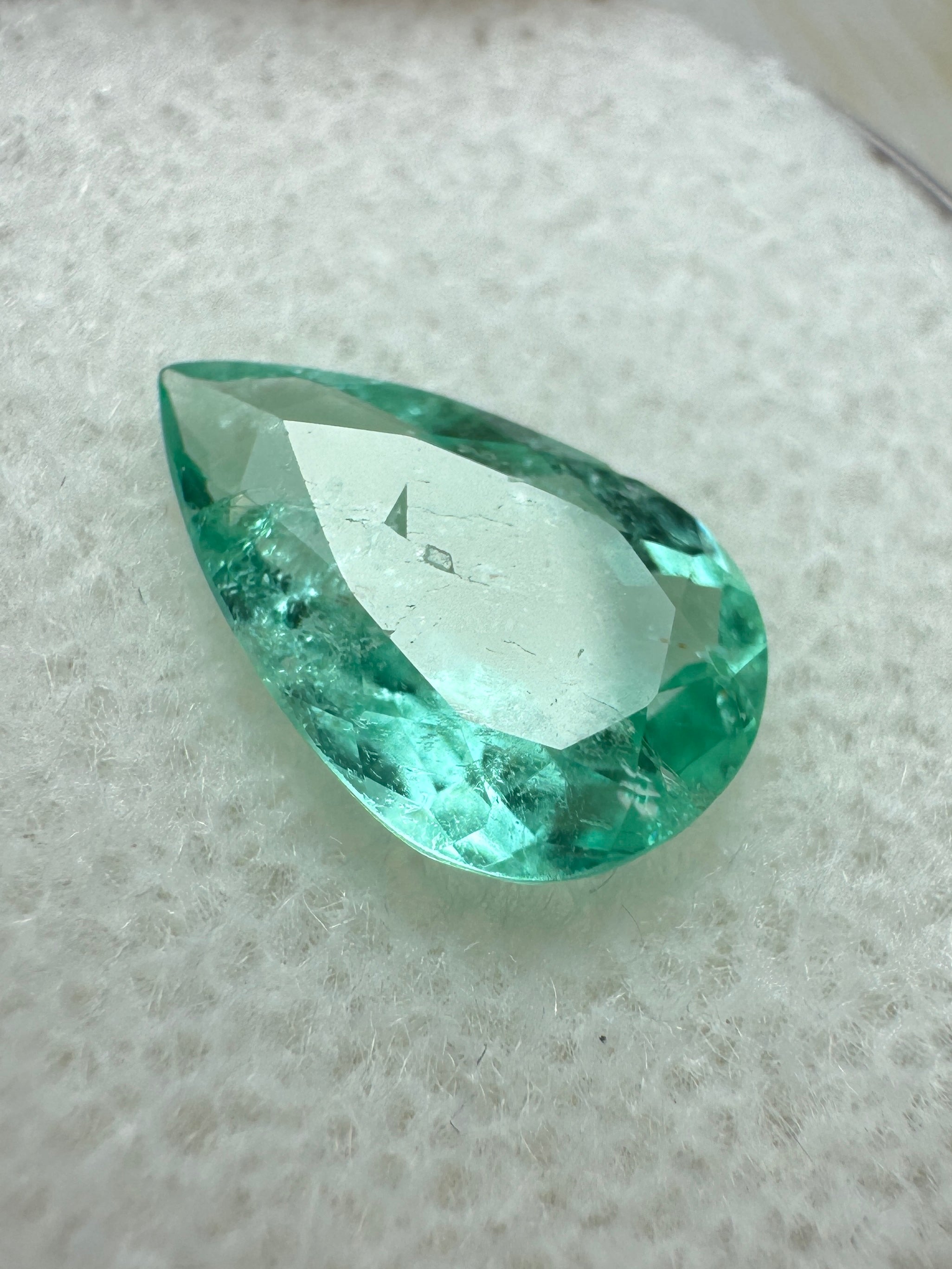 1.34 carat Spready Green Natural Loose Colombian Emerald-Pear Cut - JR Colombian Emeralds