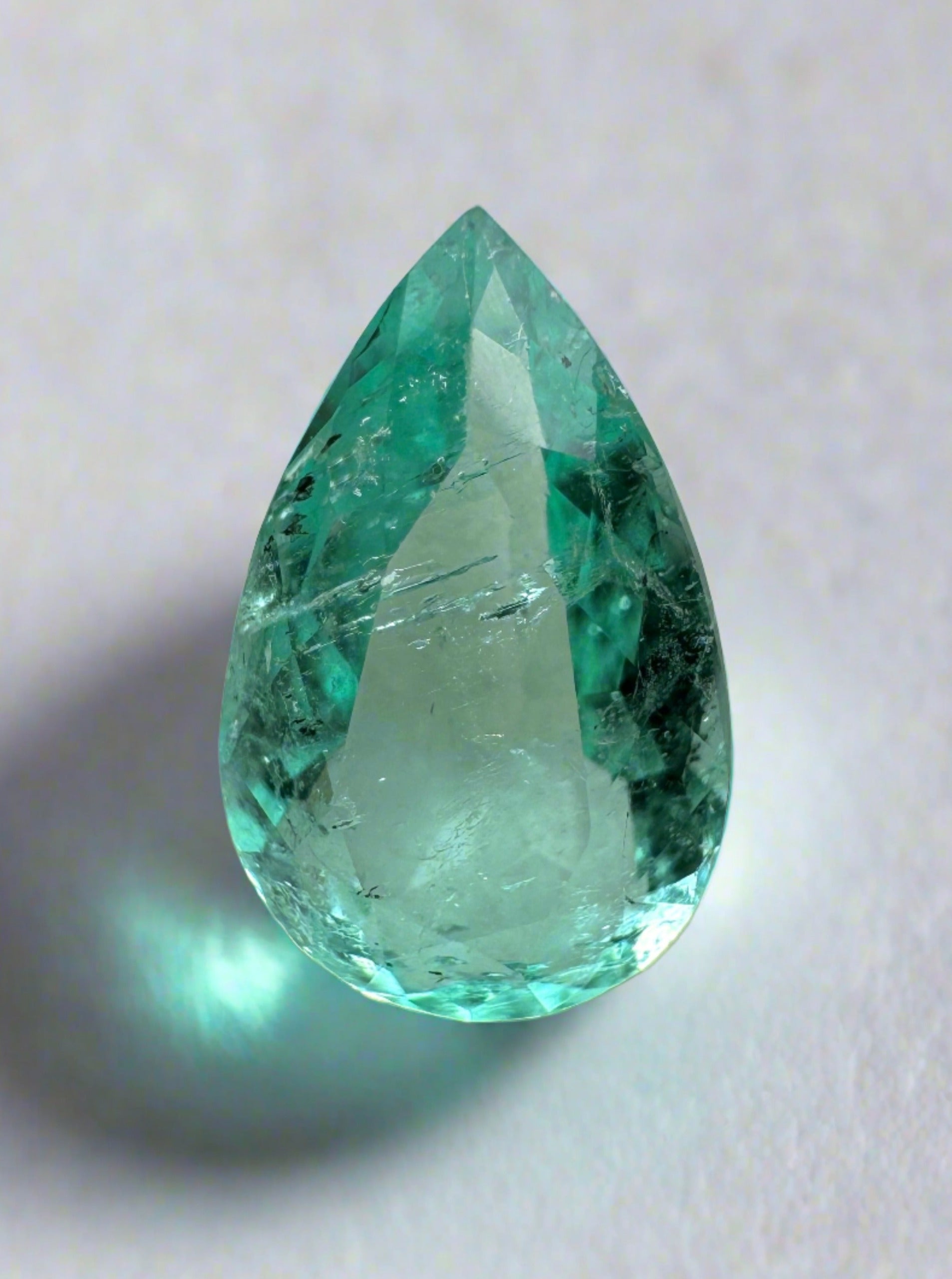 1.37 Carat Transparent Natural Loose Colombian Emerald-Pear Cut - JR Colombian Emeralds