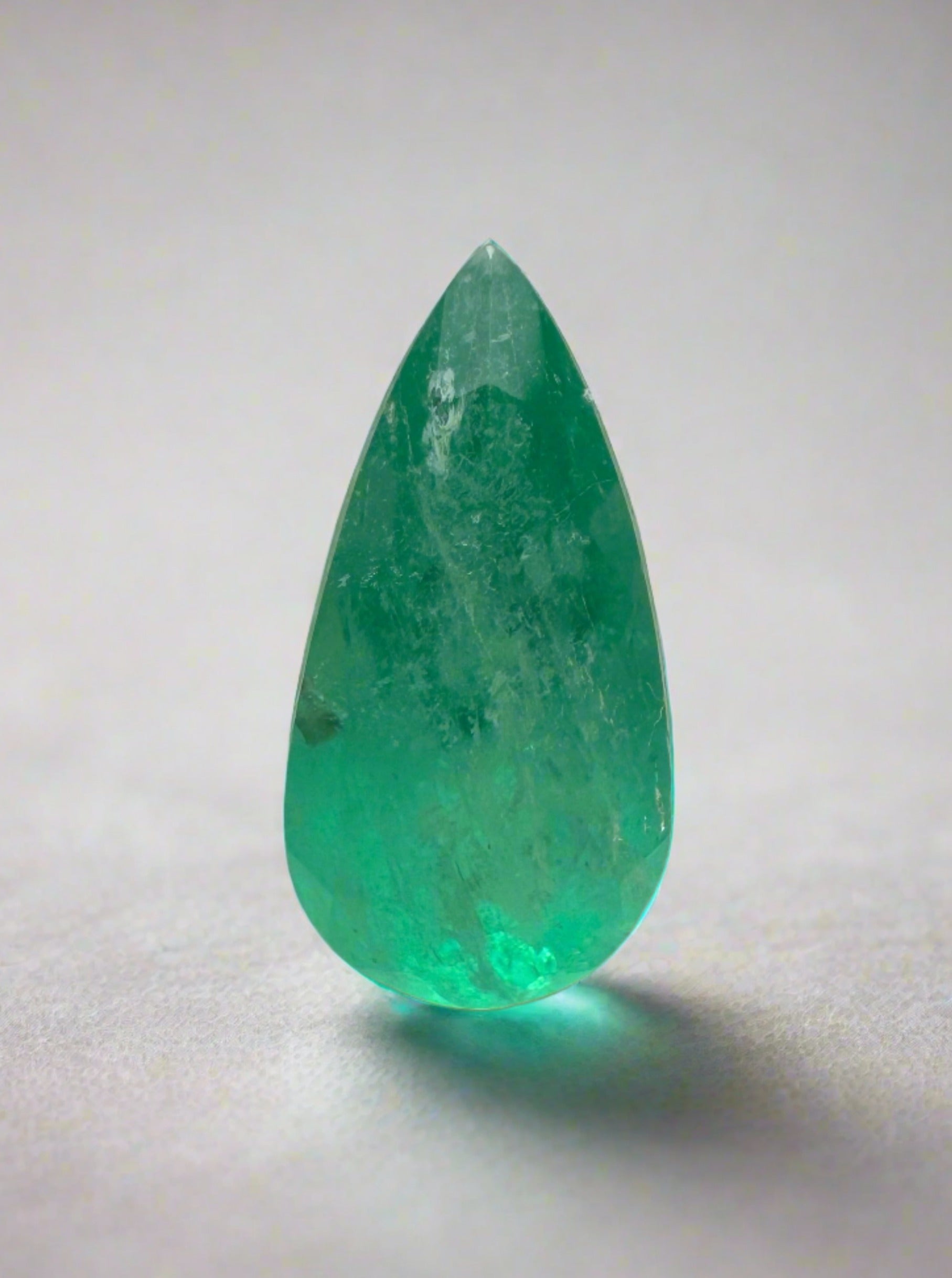 1.46 carat Slender Green Natural Loose Colombian Emerald-Pear Cut - JR Colombian Emeralds