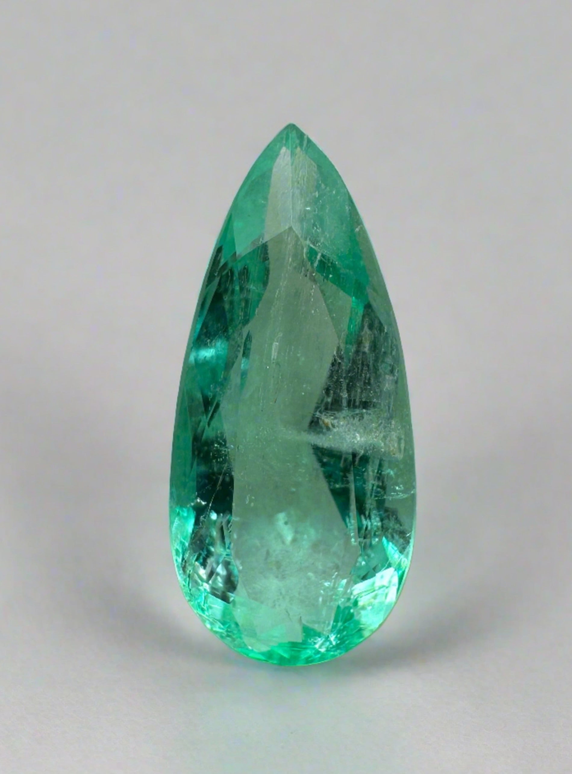 1.49 carat Slender Green Natural Loose Colombian Emerald-Pear Cut - JR Colombian Emeralds