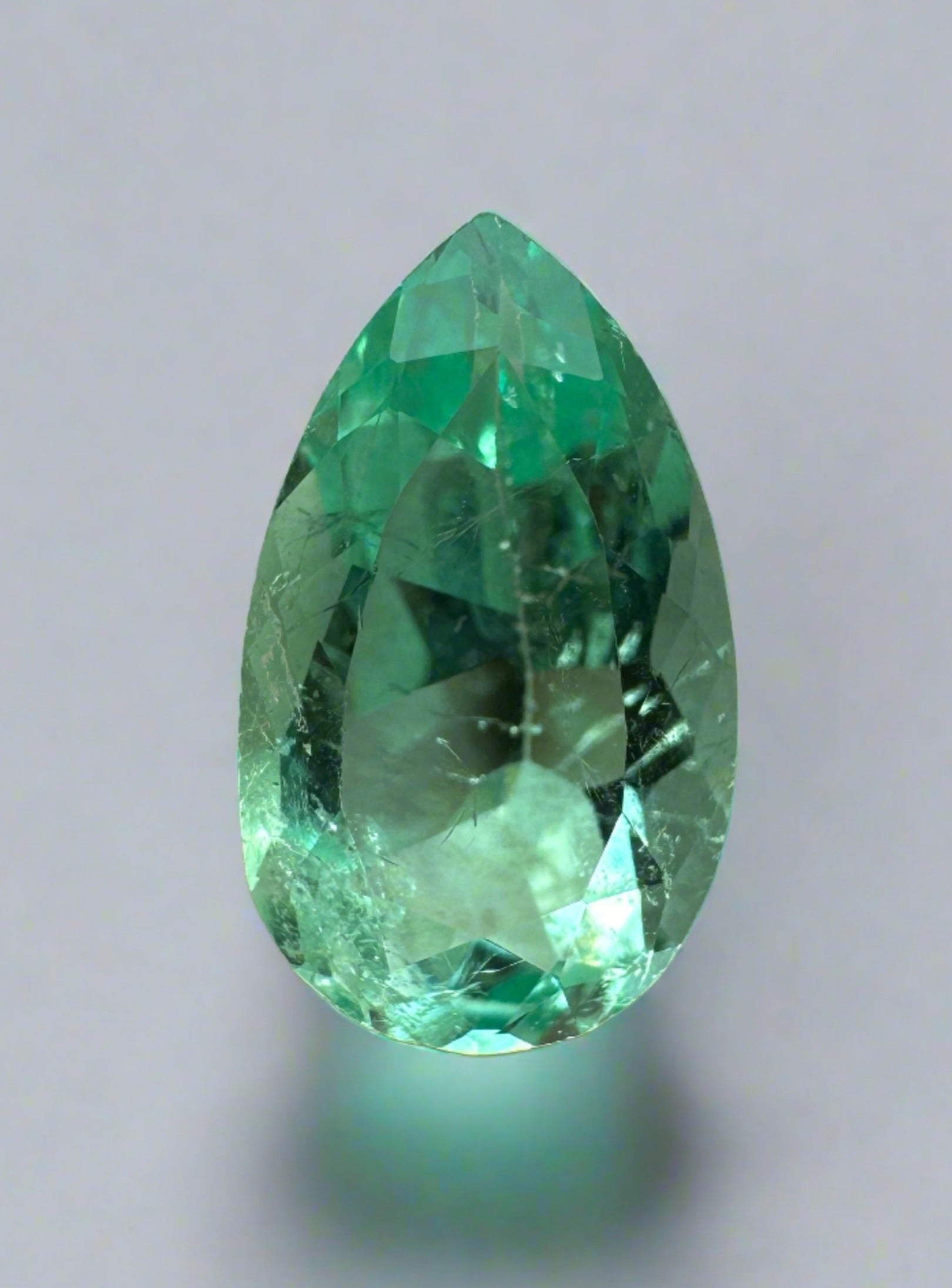 1.50 Carat Luminous Natural Loose Colombian Emerald-Pear Cut - JR Colombian Emeralds