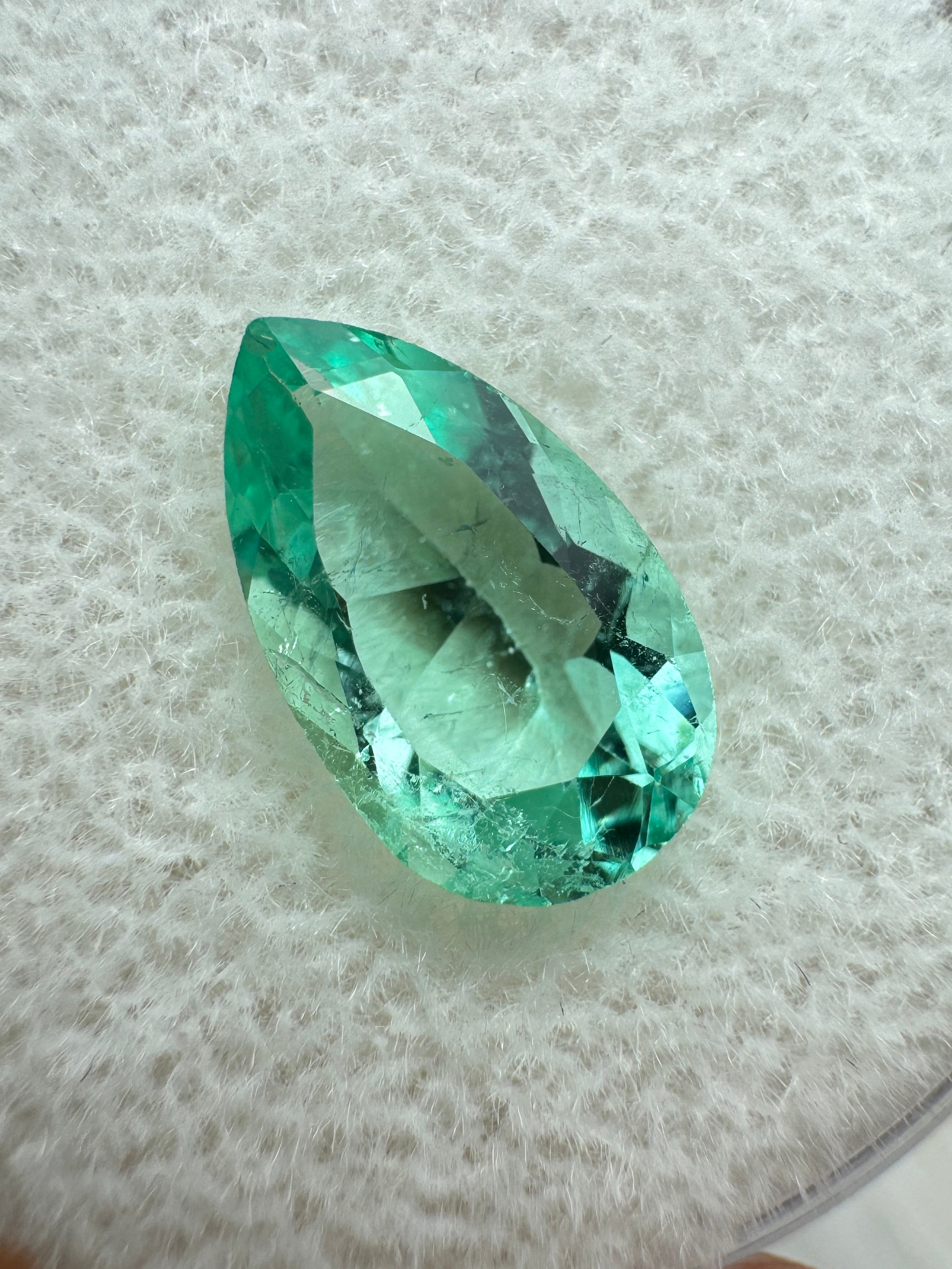 1.50 Carat Luminous Natural Loose Colombian Emerald-Pear Cut - JR Colombian Emeralds