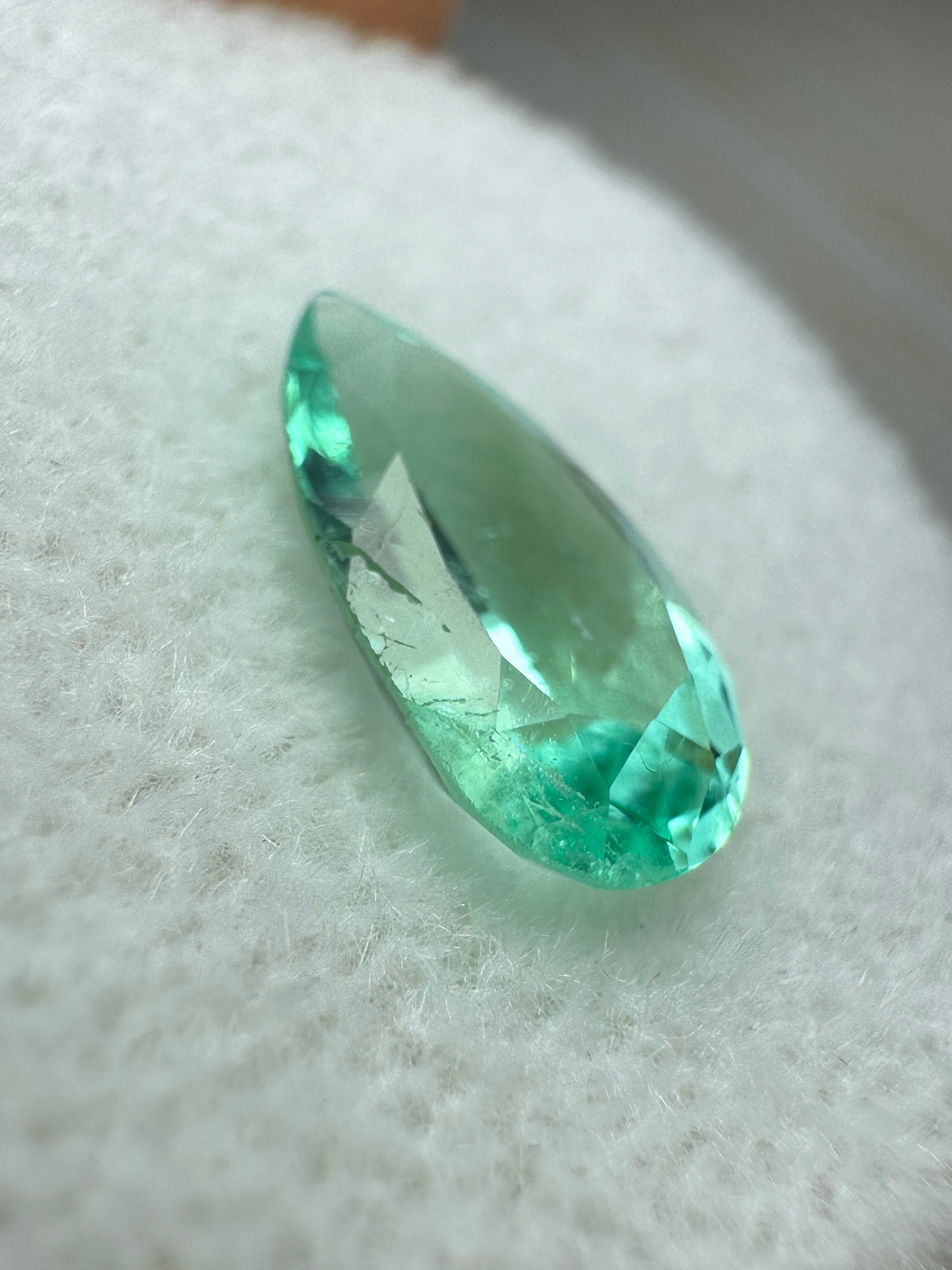 1.50 Carat Luminous Natural Loose Colombian Emerald-Pear Cut - JR Colombian Emeralds