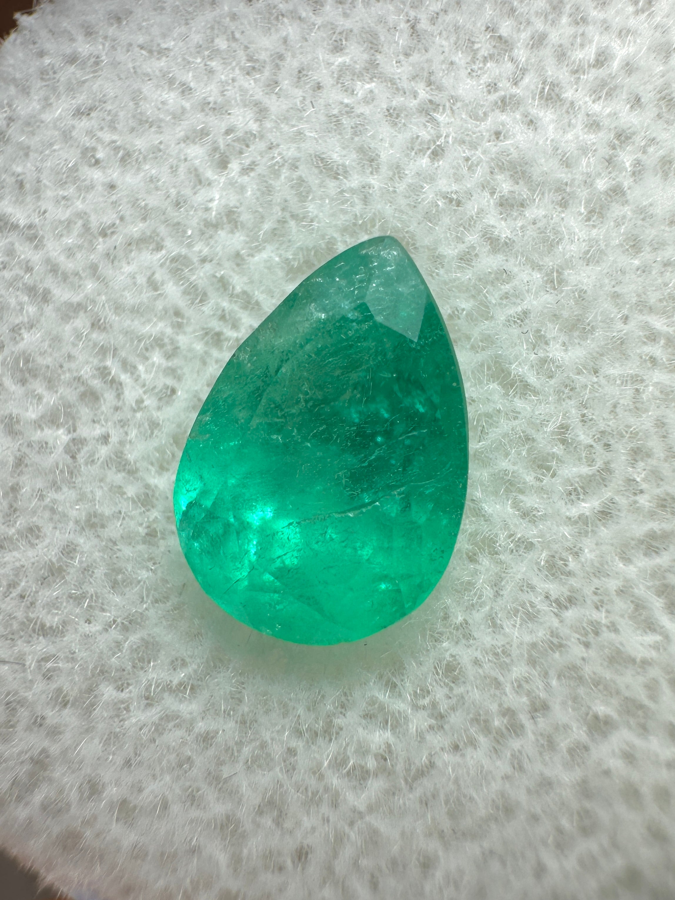 1.58 carat Medium Green Natural Loose Colombian Emerald-Pear Cut - JR Colombian Emeralds