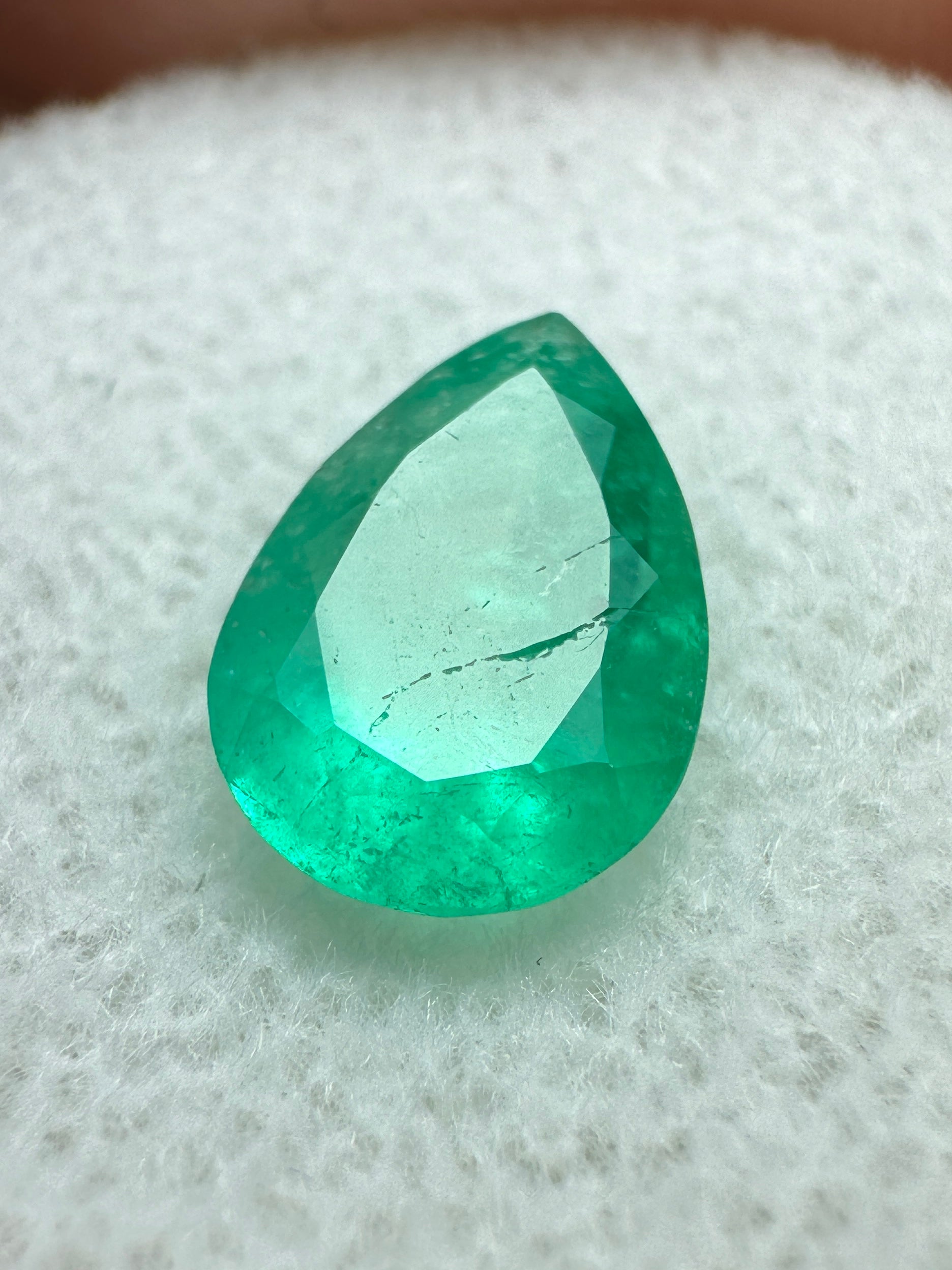 1.58 carat Medium Green Natural Loose Colombian Emerald-Pear Cut - JR Colombian Emeralds