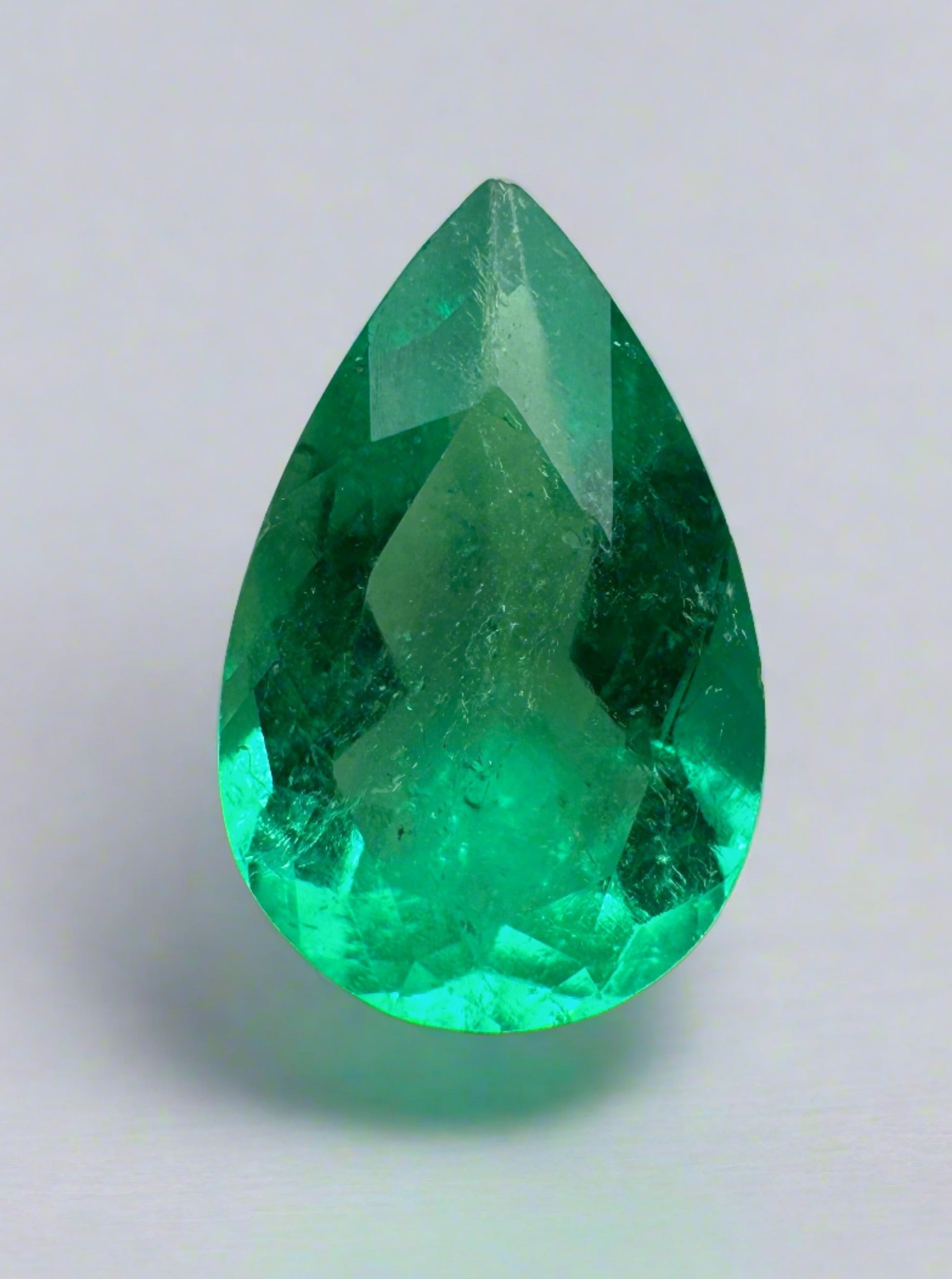 1.60 carat 10.6x6.8 Spring Green Natural Loose Colombian Emerald-Pear Cut - JR Colombian Emeralds