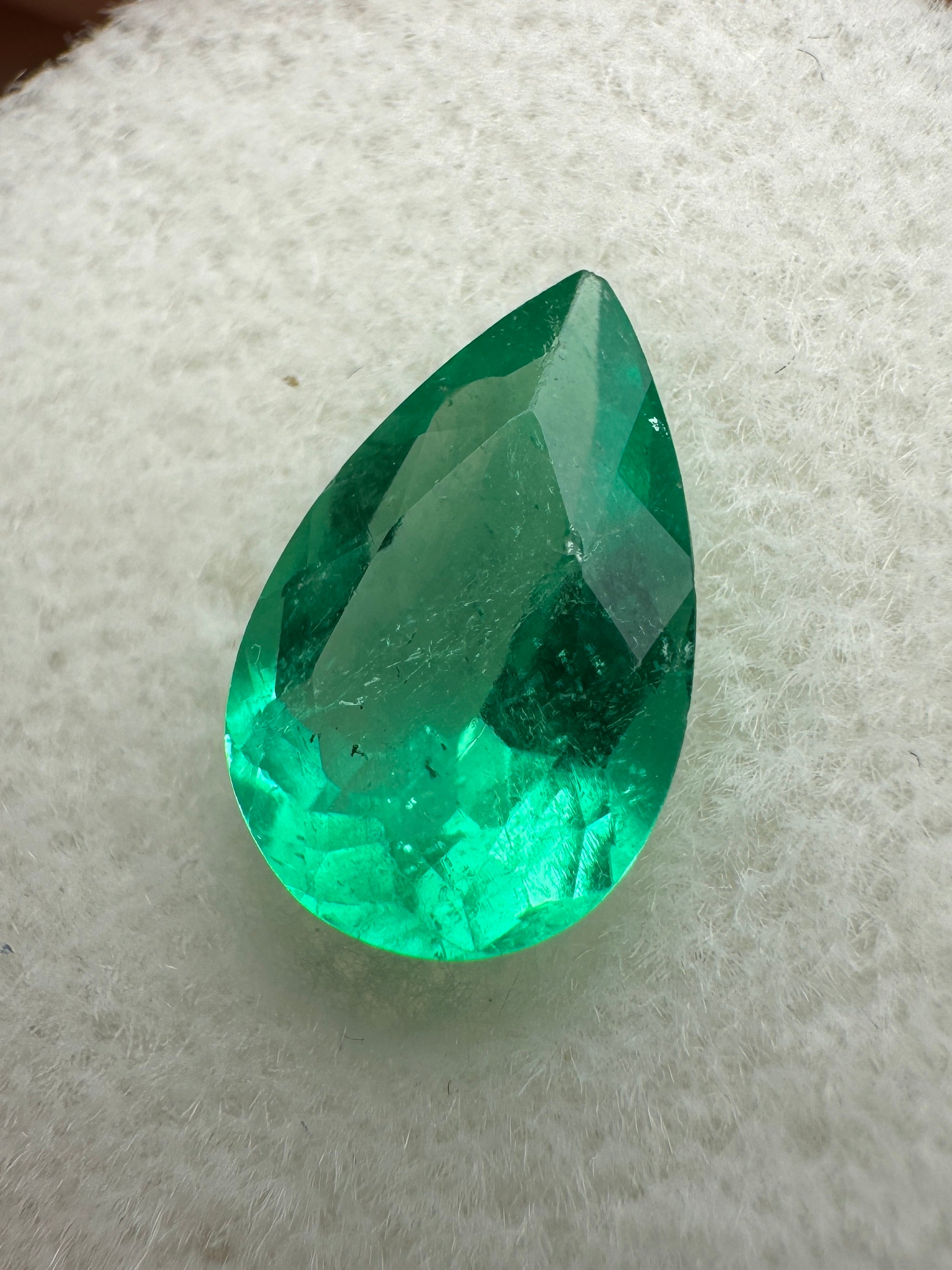 1.60 carat 10.6x6.8 Spring Green Natural Loose Colombian Emerald-Pear Cut - JR Colombian Emeralds