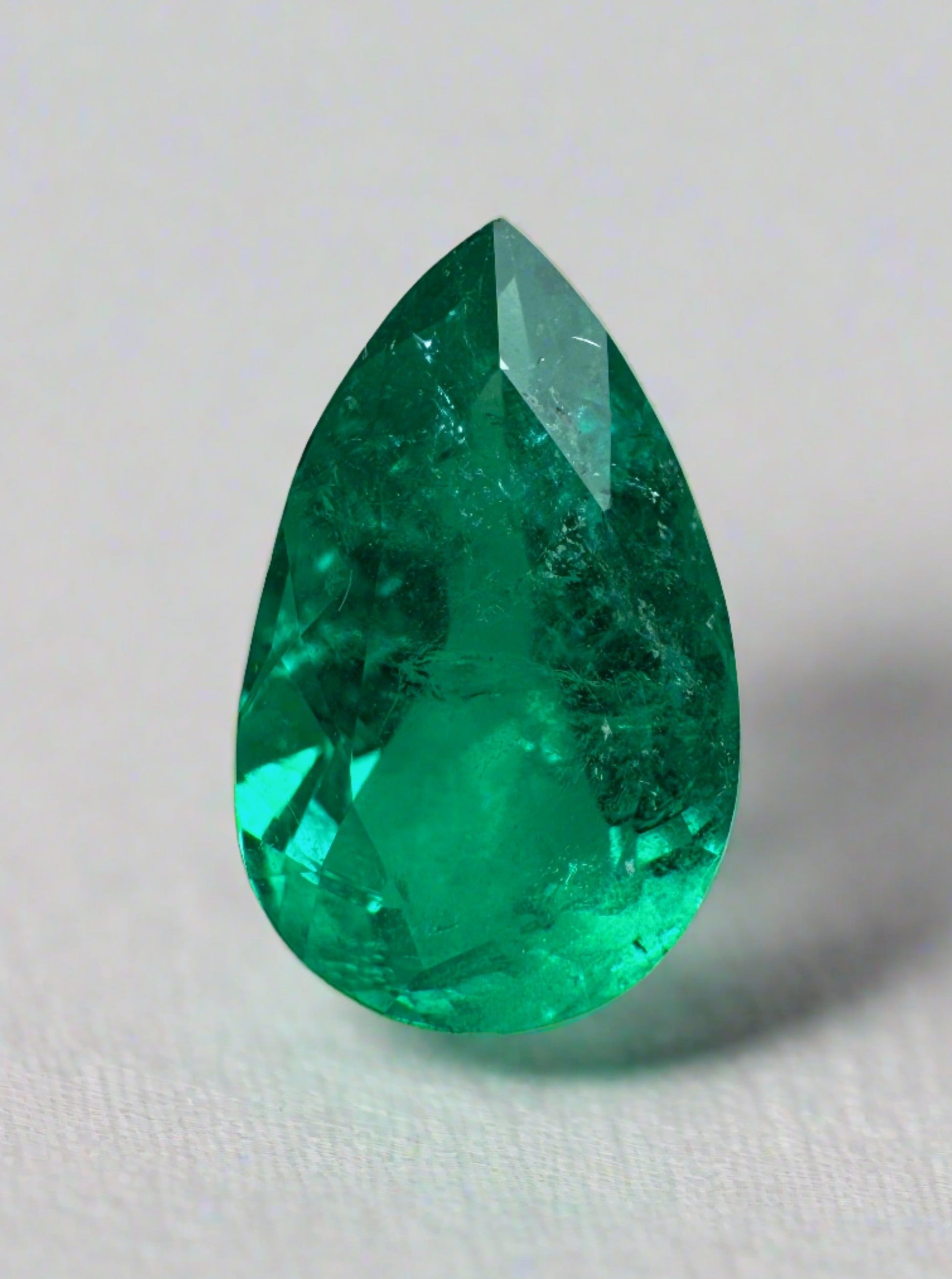 1.79 carat 11x7 Deep Bluish Green Natural Loose Colombian Emerald-Pear Cut - JR Colombian Emeralds