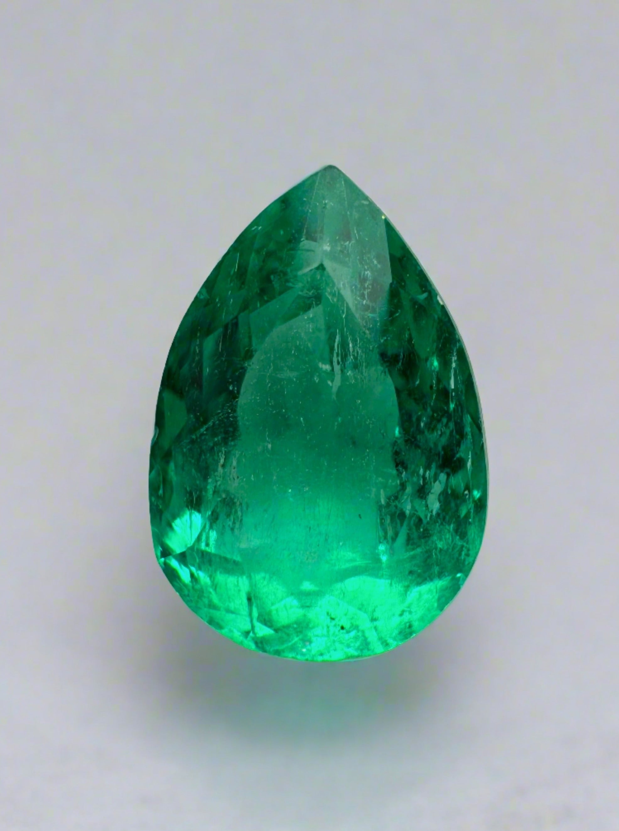 1.80 carat Chunky Bluish Green Natural Loose Colombian Emerald-Pear Cut - JR Colombian Emeralds