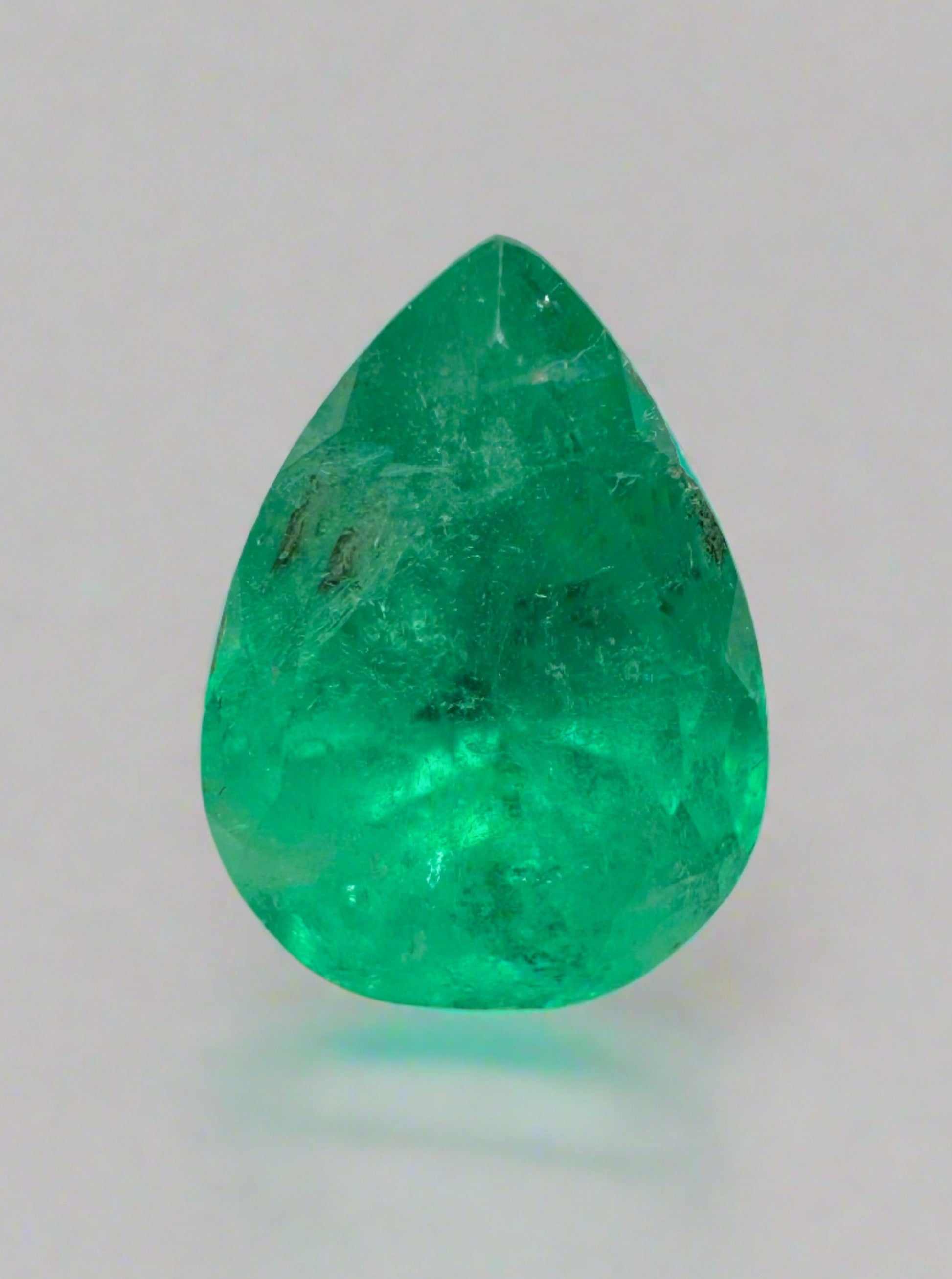 1.81 Carat Spring Green Natural Loose Colombian Emerald-Pear Cut - JR Colombian Emeralds