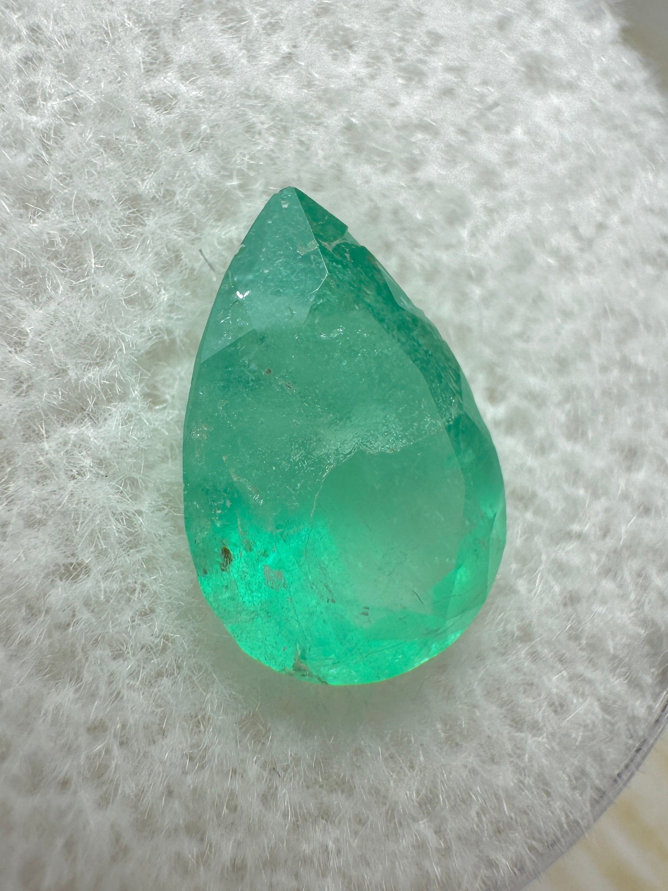 1.89 carat 10.6x7.4 Green Natural Loose Colombian Emerald-Pear Cut - JR Colombian Emeralds