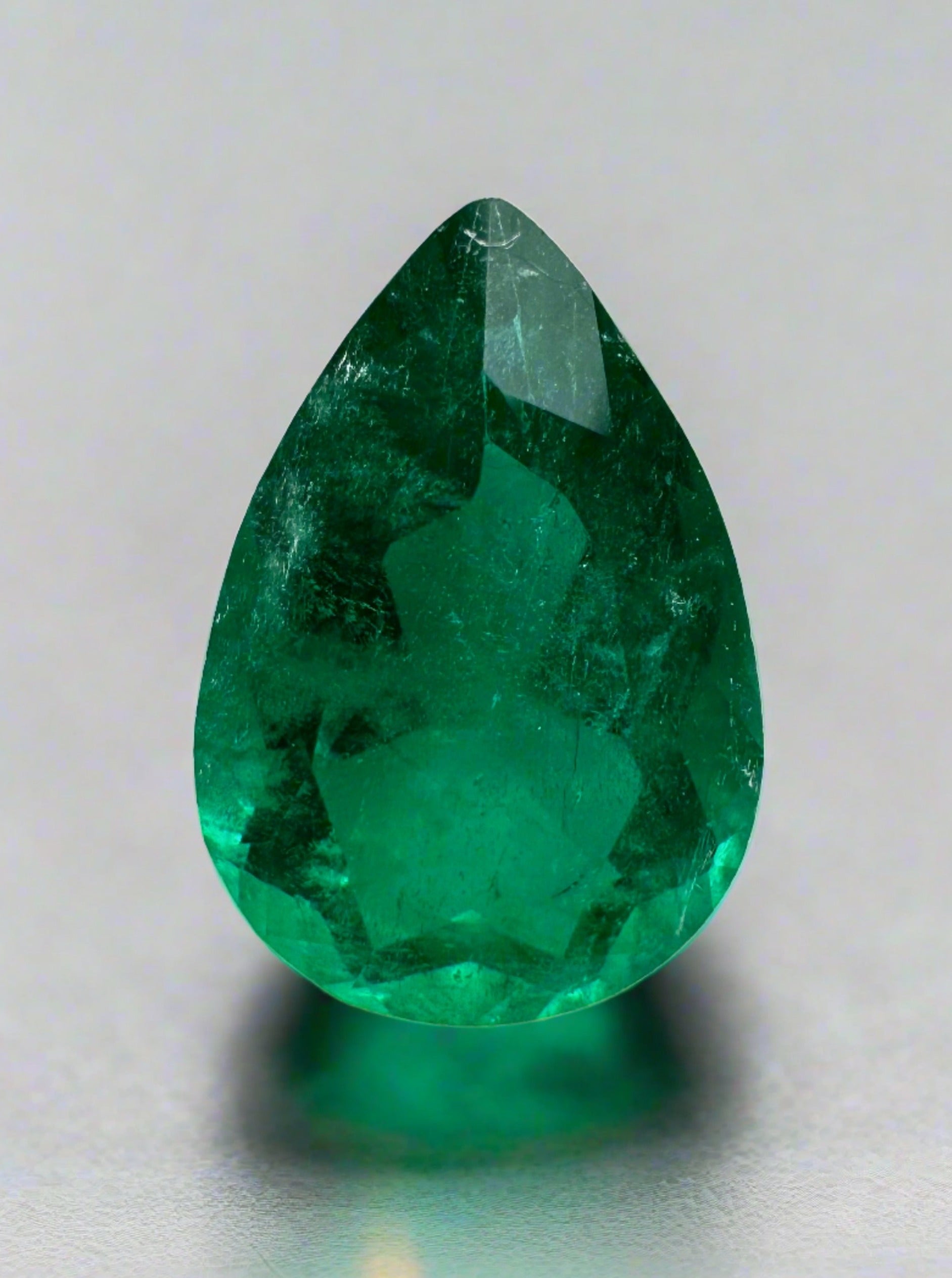 2.03 carat 11x7.5 Deep Green Natural Loose Colombian Emerald-Pear Cut - JR Colombian Emeralds