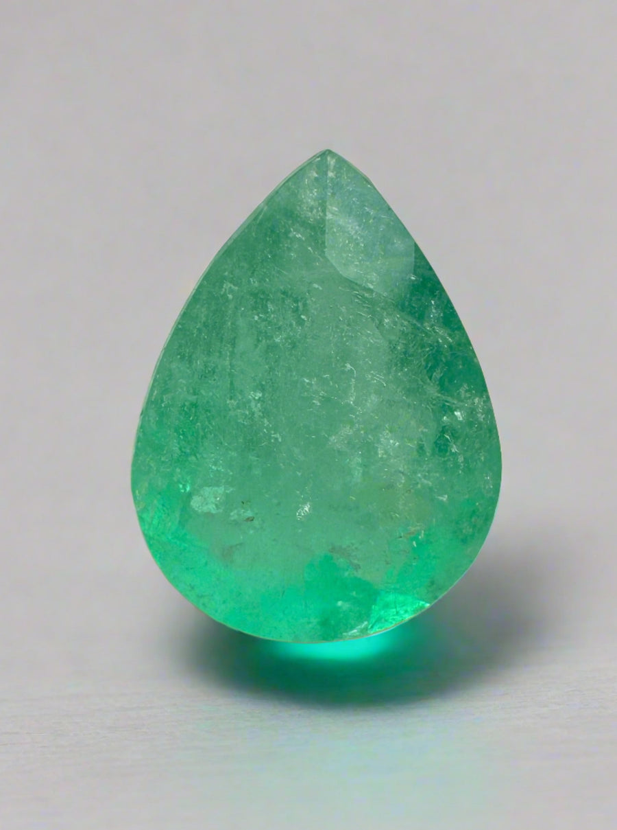 2.07 carat 10x7.7Green Natural Loose Colombian Emerald-Pear Cut