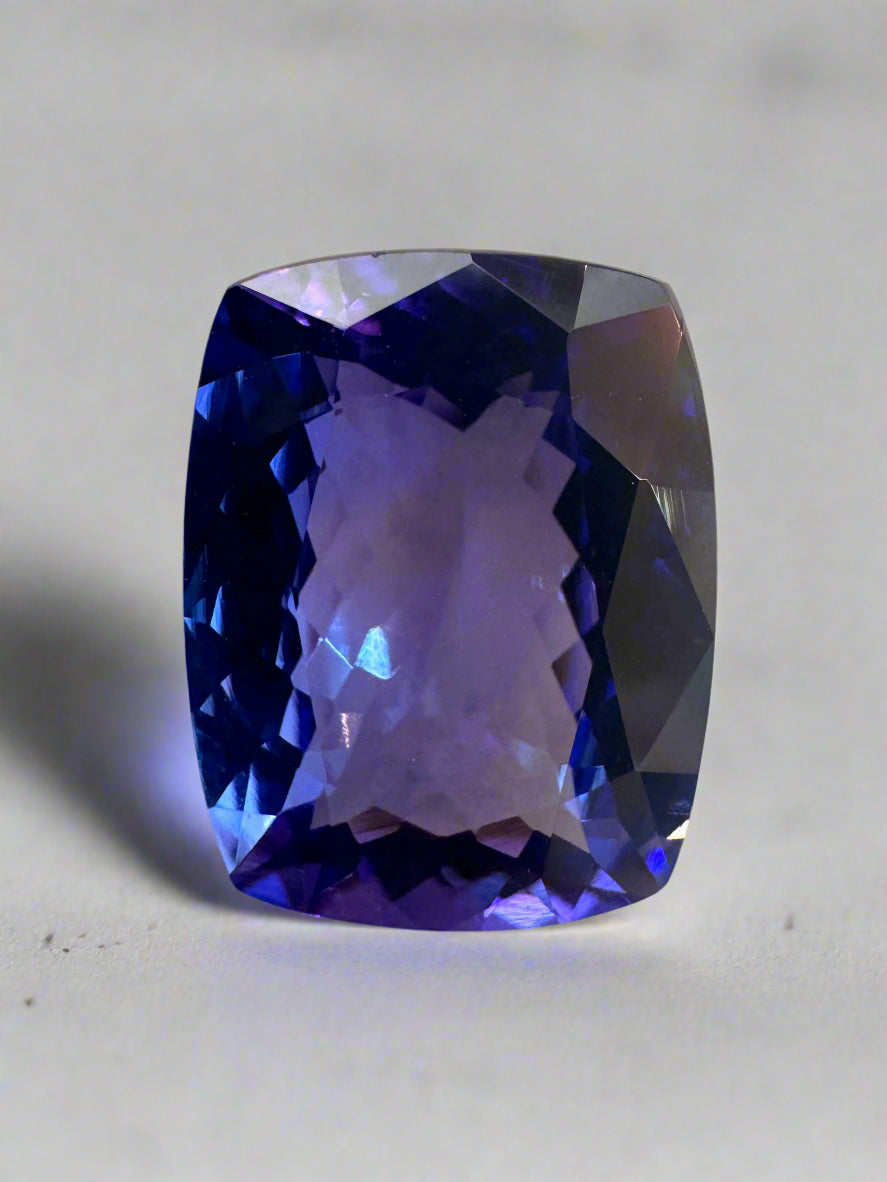 8.56 Carat GIA Natural Violetish Blue Tanzanite 14x11 Loose Cushion Cut