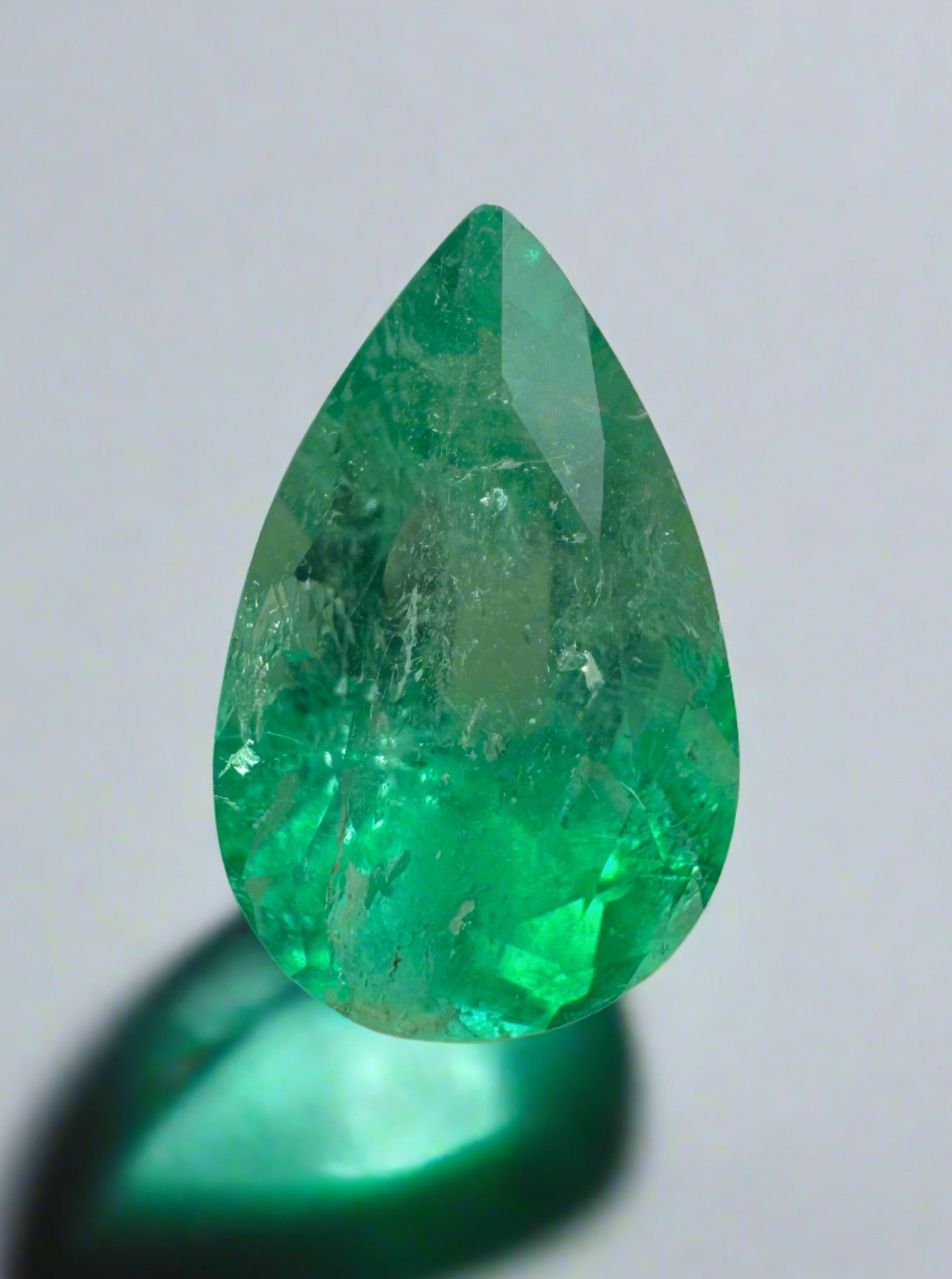 2.10 carat Bi-Color Green Natural Loose Colombian Emerald-Pear Cut - JR Colombian Emeralds