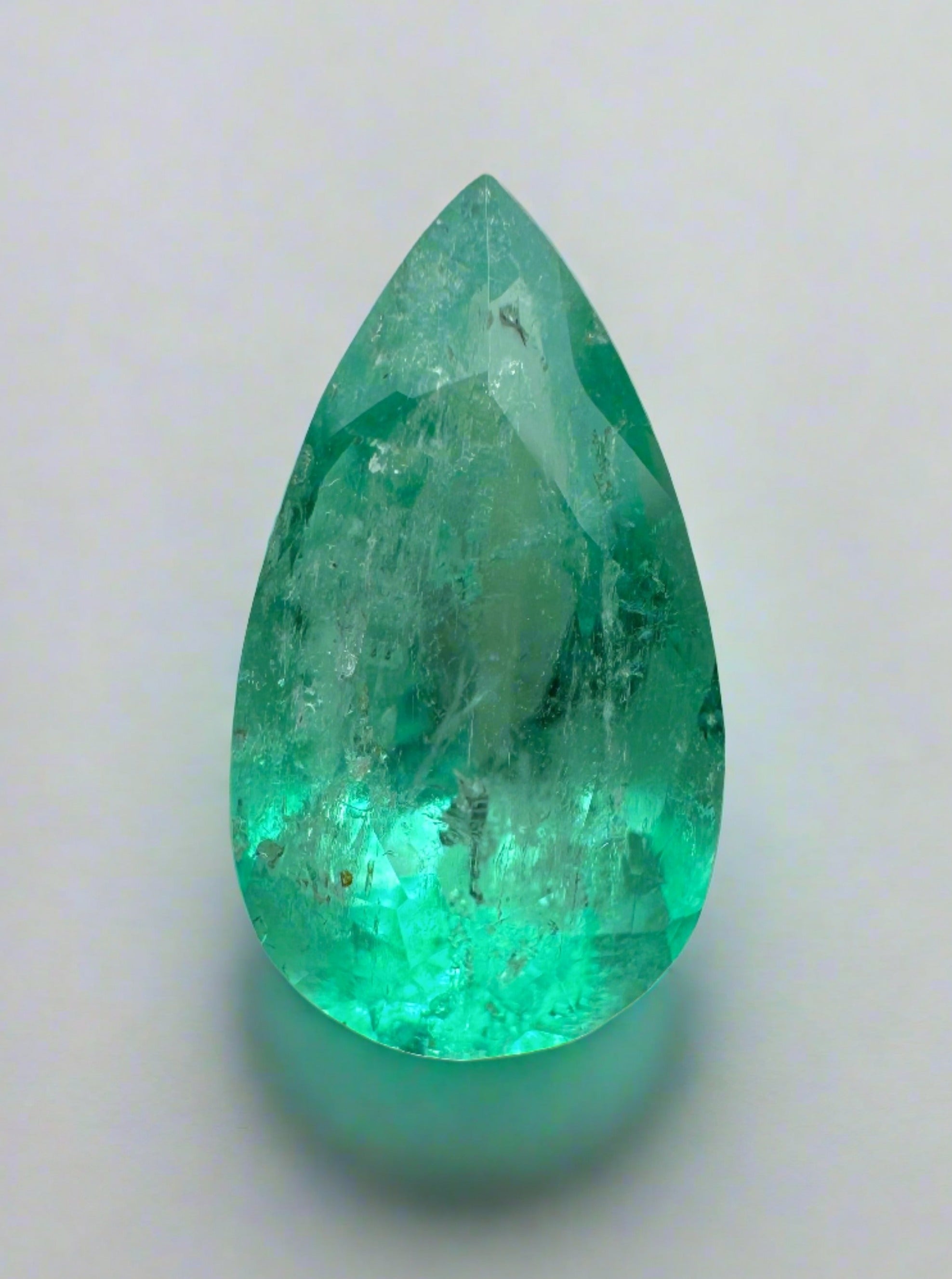 2.10 Carat 12x6.5 Green Natural Loose Colombian Emerald-Pear Cut - JR Colombian Emeralds