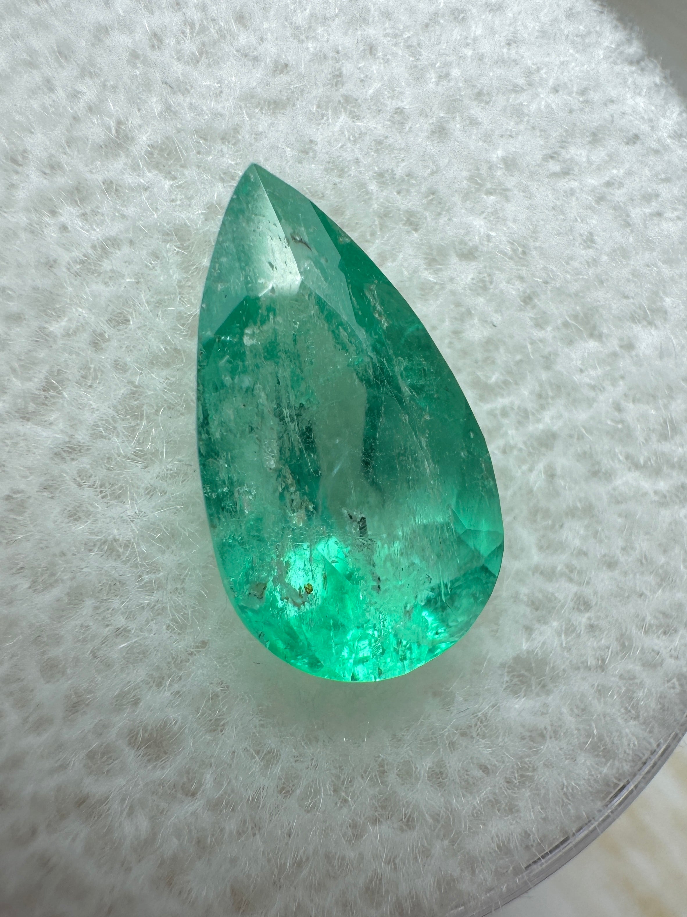 2.10 Carat 12x6.5 Green Natural Loose Colombian Emerald-Pear Cut - JR Colombian Emeralds