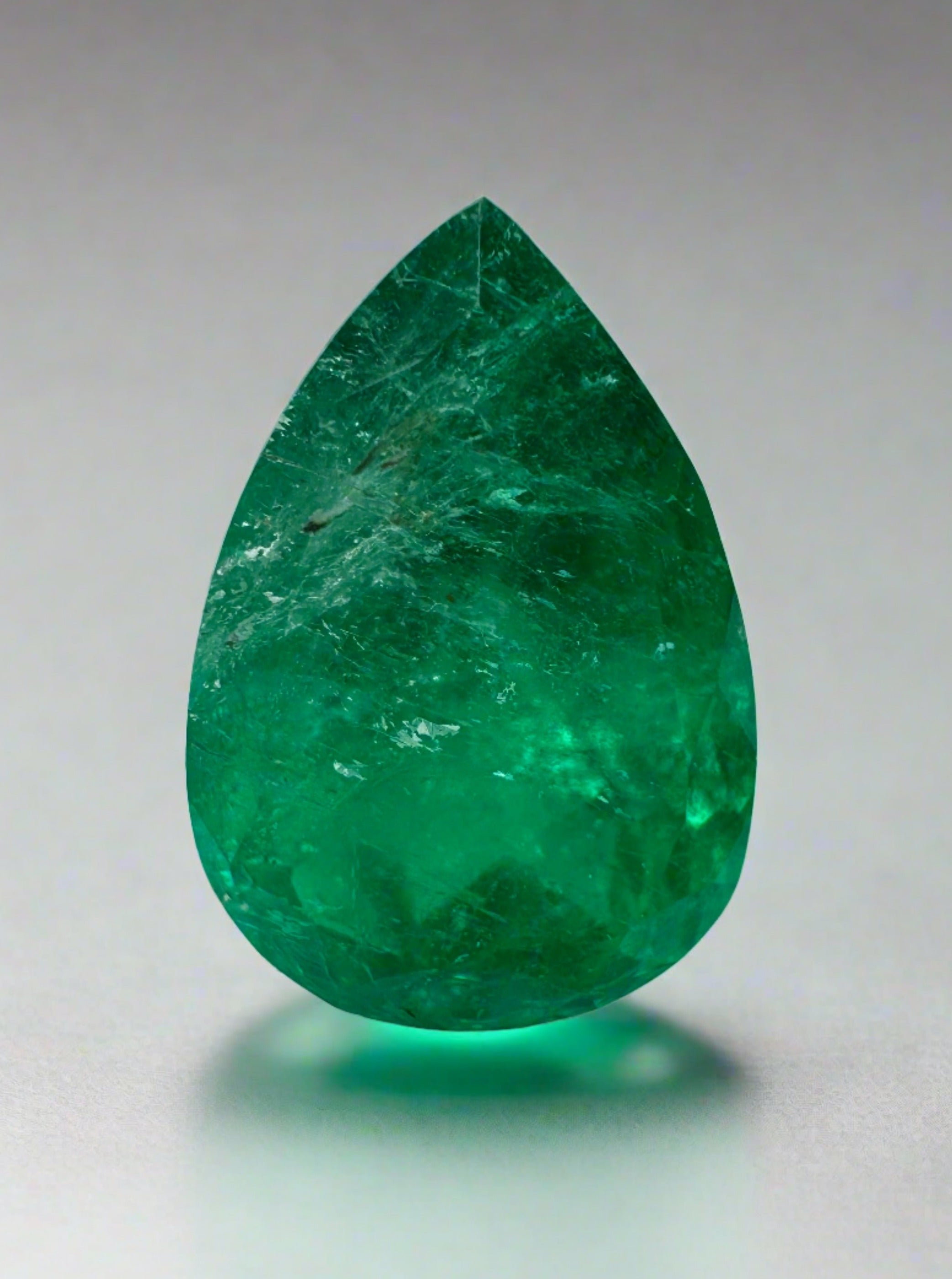 2.33 Carat Deep Green Natural Loose Colombian Emerald-Pear Cut - JR Colombian Emeralds